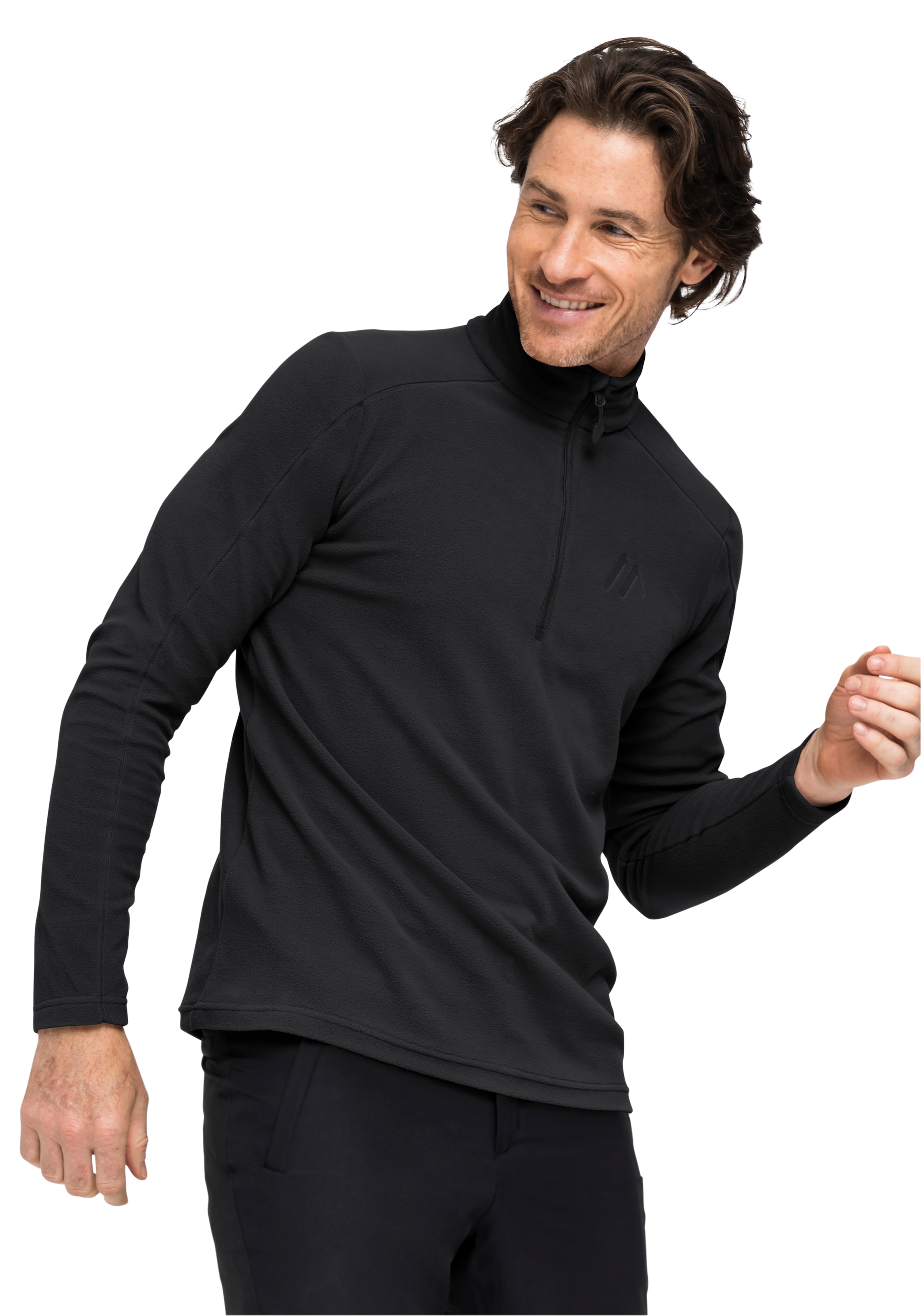 Maier Sports Pull en polaire »Dennis«, polaire homme, couche intermédiaire fonctionnelle, demi-zip, coupe régulière

