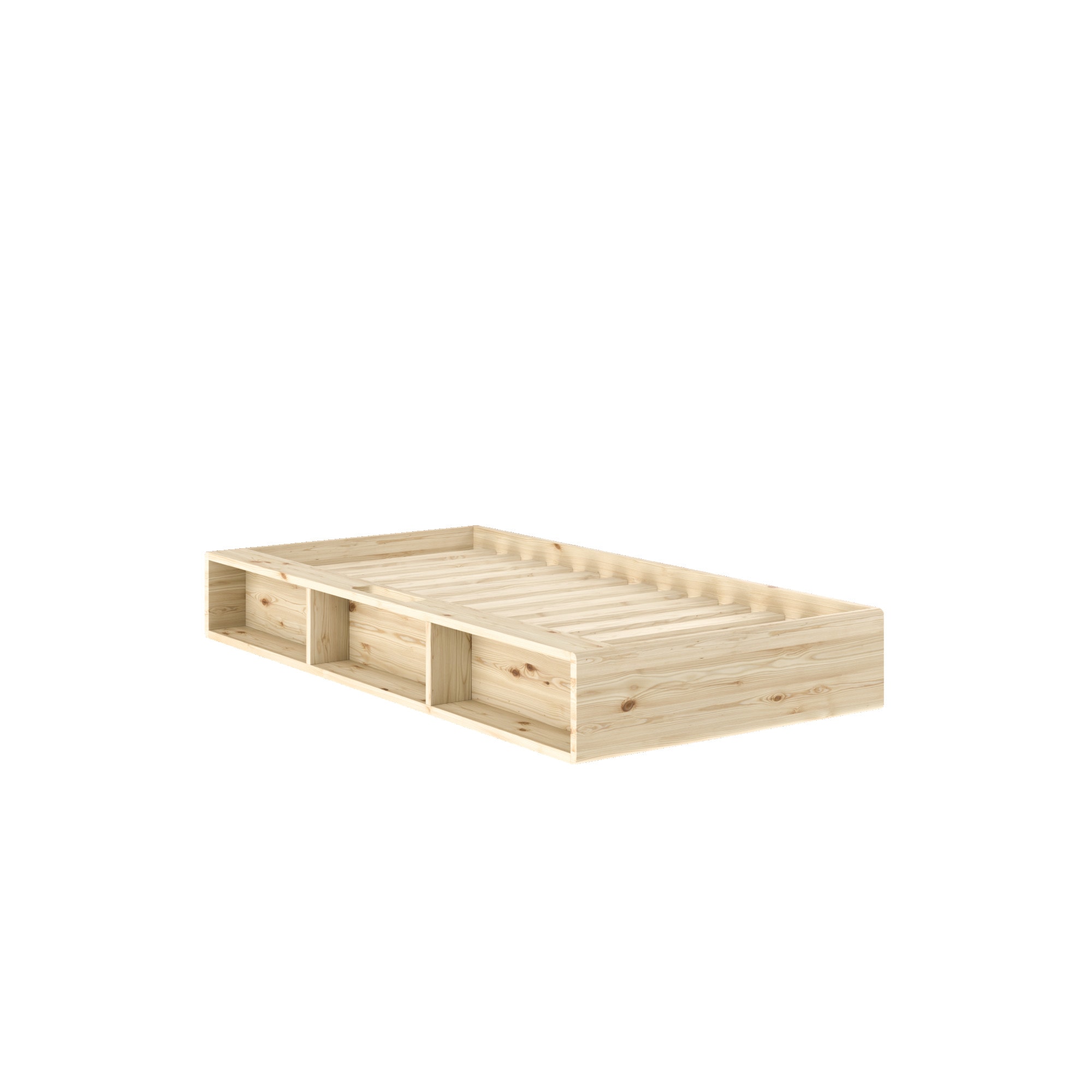Karup Design Lit de rangement »Ziggy Bed, Stauraumbett, FSC®-zertifiziertes Massivholz made in Europe« Disponible pour matelas largeur 90, 120, 140, 160 ou 180 cm,  avec 3 étagères, sommier inclus, sans matelas, plusieurs couleurs