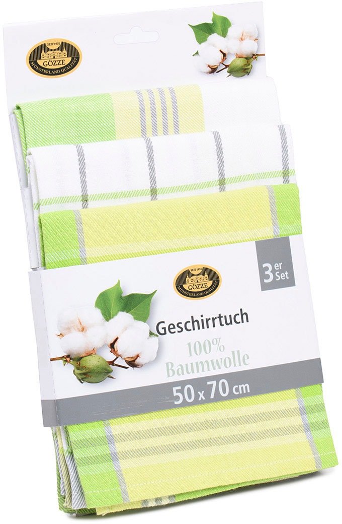 Gözze Chiffon à vaisselle »Geschirrtücher, Des. 60058« Mass: 50 x 70 cm, Set: 2x kariert und 1x gestreift