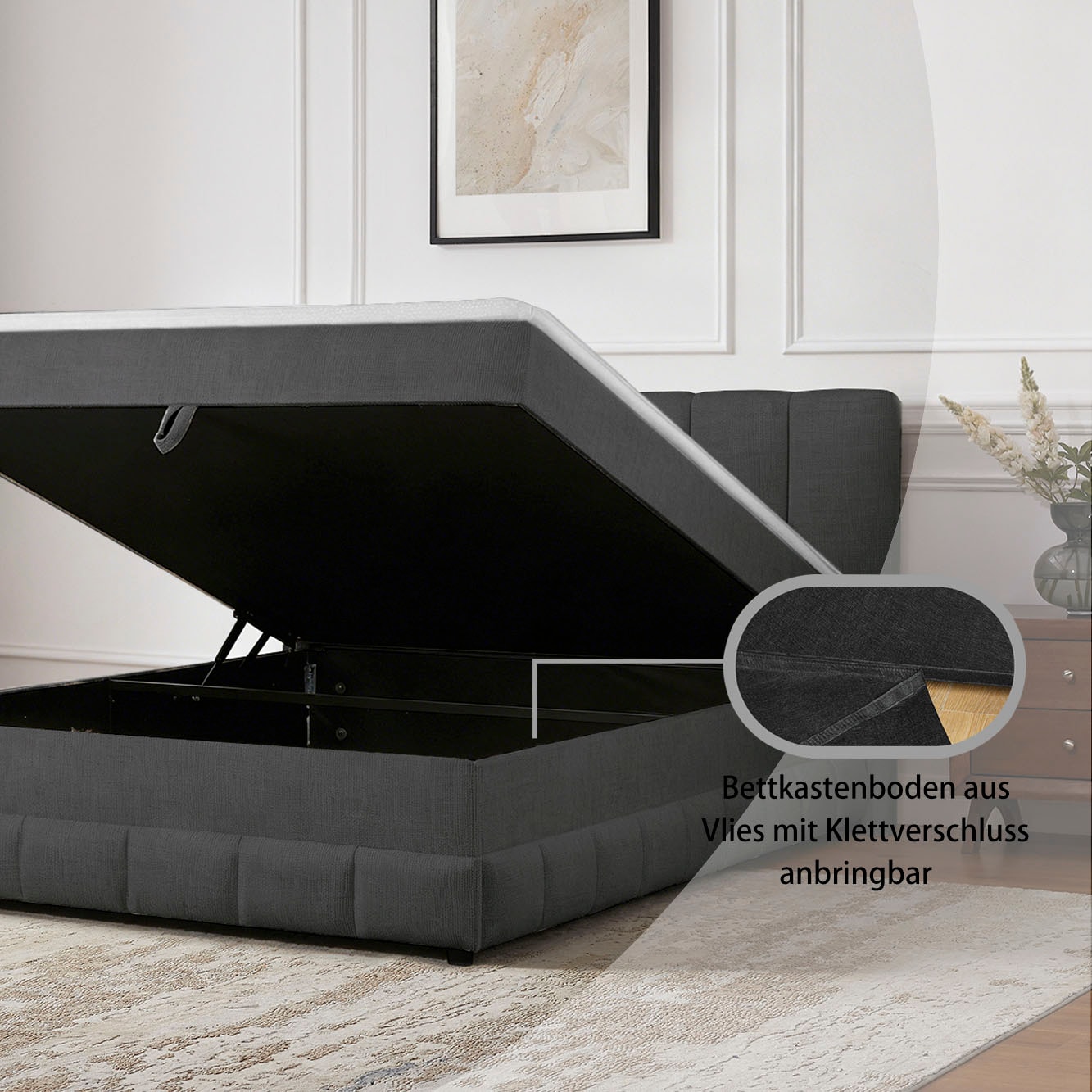 GOODproduct Lit de boxe »Likely inkl. Bettkasten, in 140er & 180er Breite, in Boxspring-Optik« inkl. Topper & Aufbauvideo, erhältlich in verschiedenen Farben