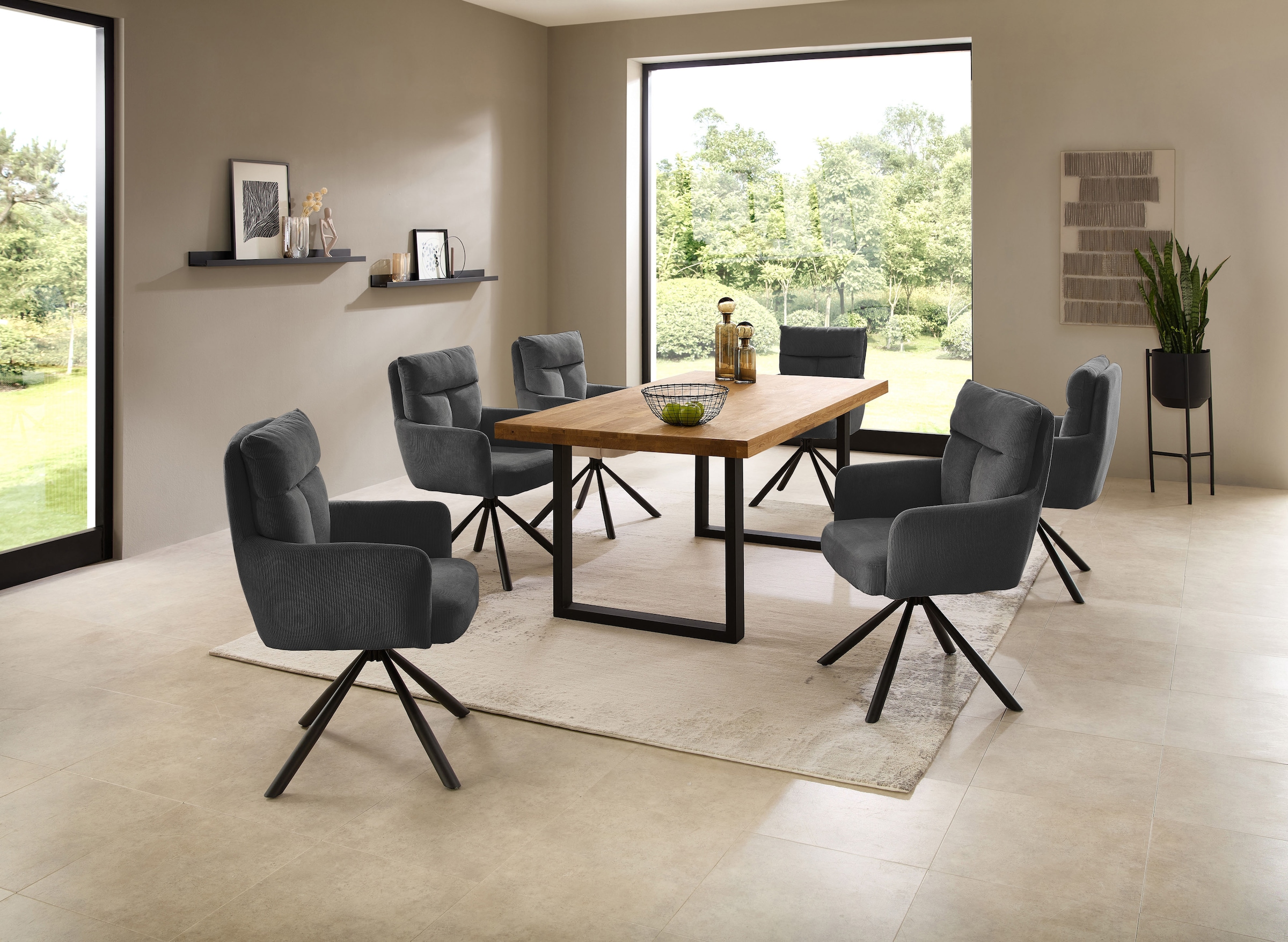 Stolkom Esstisch »Chris Esszimmertisch Eiche Massivholz, BxHxT 110x47x70 cm« Gerade Kante, Industrial Style Eiche Massivholz