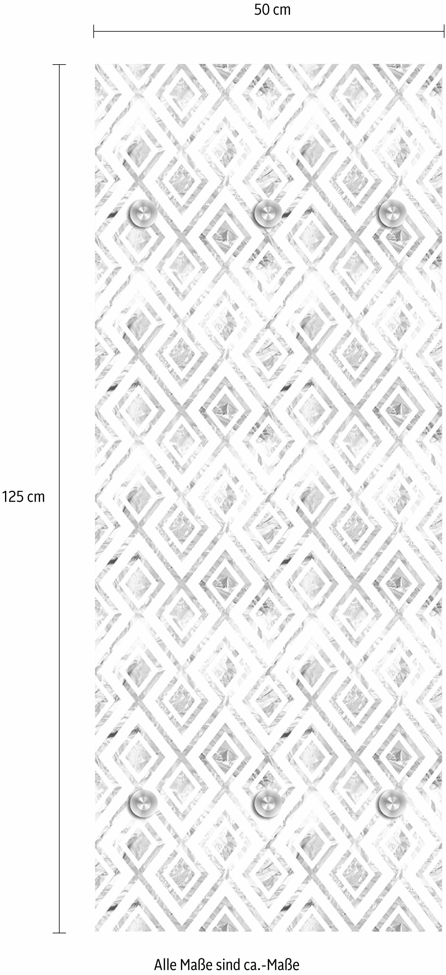 queence Garderobenleiste »Rauten« mit 6 Haken, 50 x 120 cm