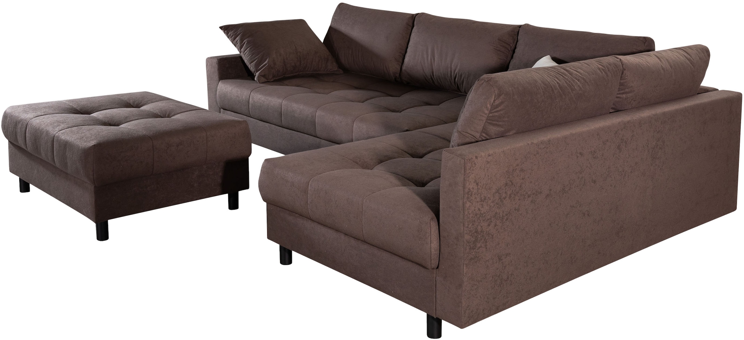 COLLECTION AB Ecksofa »Toni XL L-Form 274 cm Set inkl. Hocker« Set: Sofa & Hocker, 2 Zierkissen, Bonell-Federkern