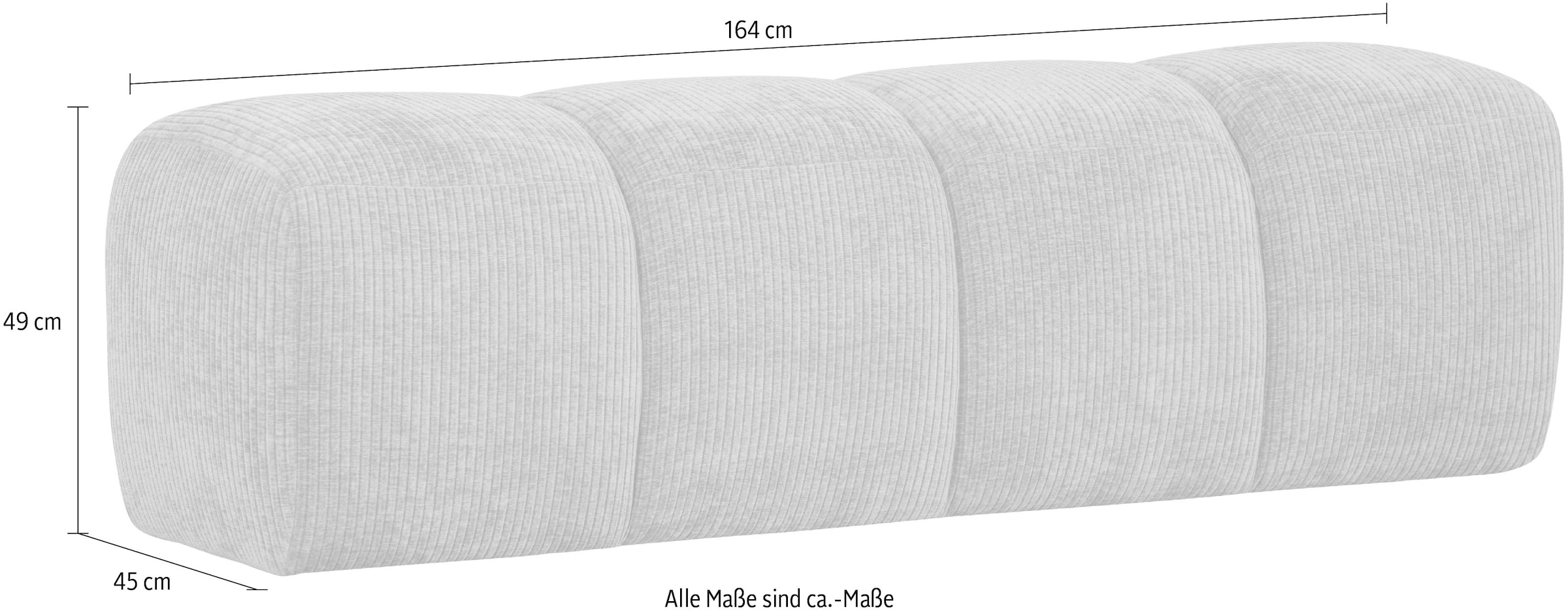 WOOOD Banc rembourré »Mojo ohne Rückenlehne mit Jacquard-Rippenbezug B 160 x T 45 x H 49 cm« Excellente résistance à l'usure, capacité de charge 120 kg, combinable