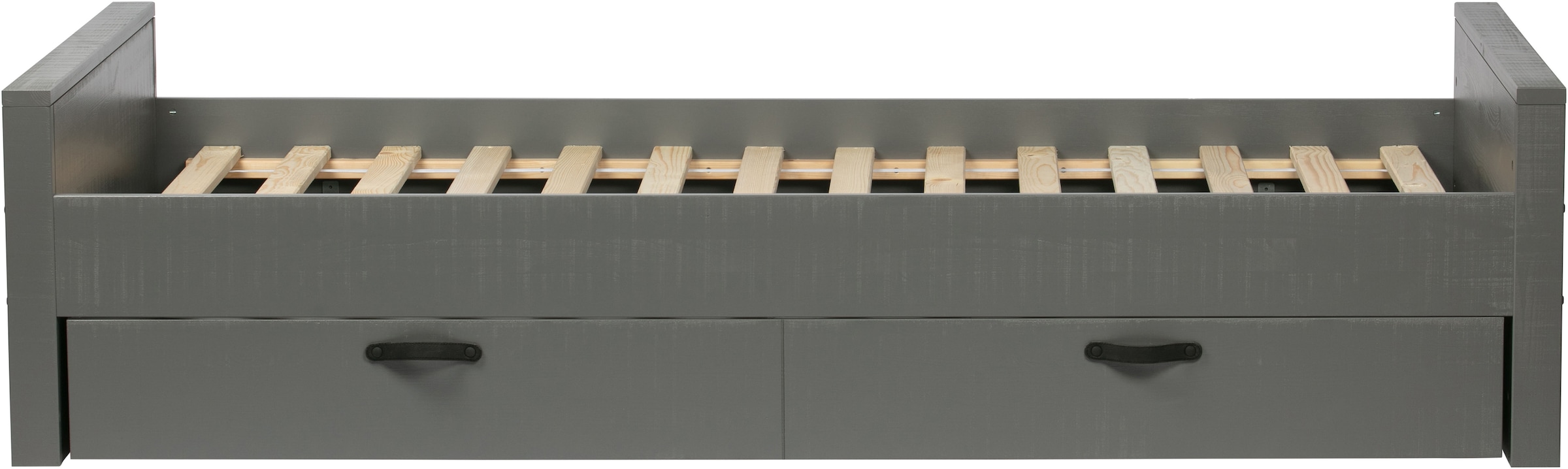 WOOOD Bettgestell »Morris FSC®-Kiefernholz bandsägerauh,H 53 x B 214 x T 95 cm« Matratzenmass 90x200 cm, einfach zu montierbar, Schublade optional