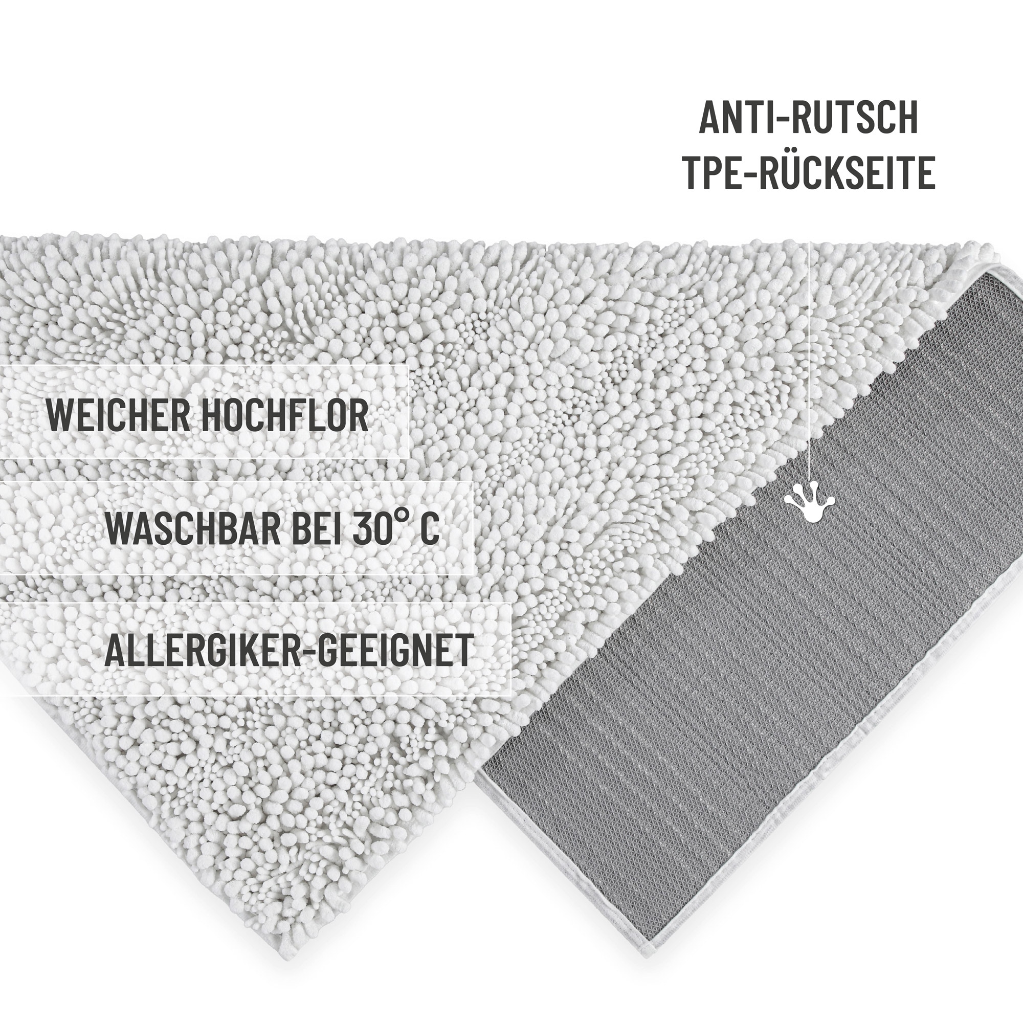 Wecon home Basics Tapis de bain »Benno« Höhe 22 mm lavable, antidérapant, très doux, résistant, chenille, robuste