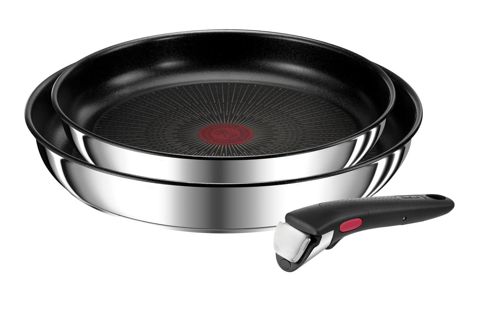 Tefal Set de poêles »Ingenio Preference, Pfannenset abnehmbarer Griff, Antihaftversiegelung« Acier inoxydable Ensemble, , 3 tlg. empilable, gain de place, nettoyage facile, induction, L97394