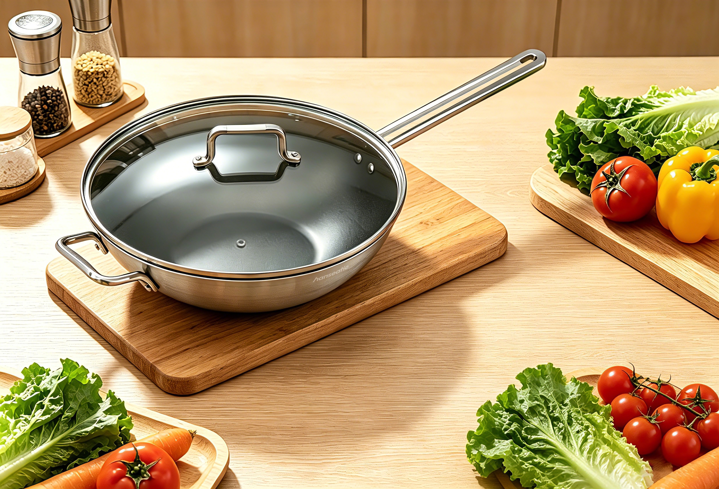Hanseatic Wok »DAILY, Ø ca. 32 cm, mit Antihaftbeschichtung« Edelstahl 18/10 1 tlg. für alle Herdarten, Induktion