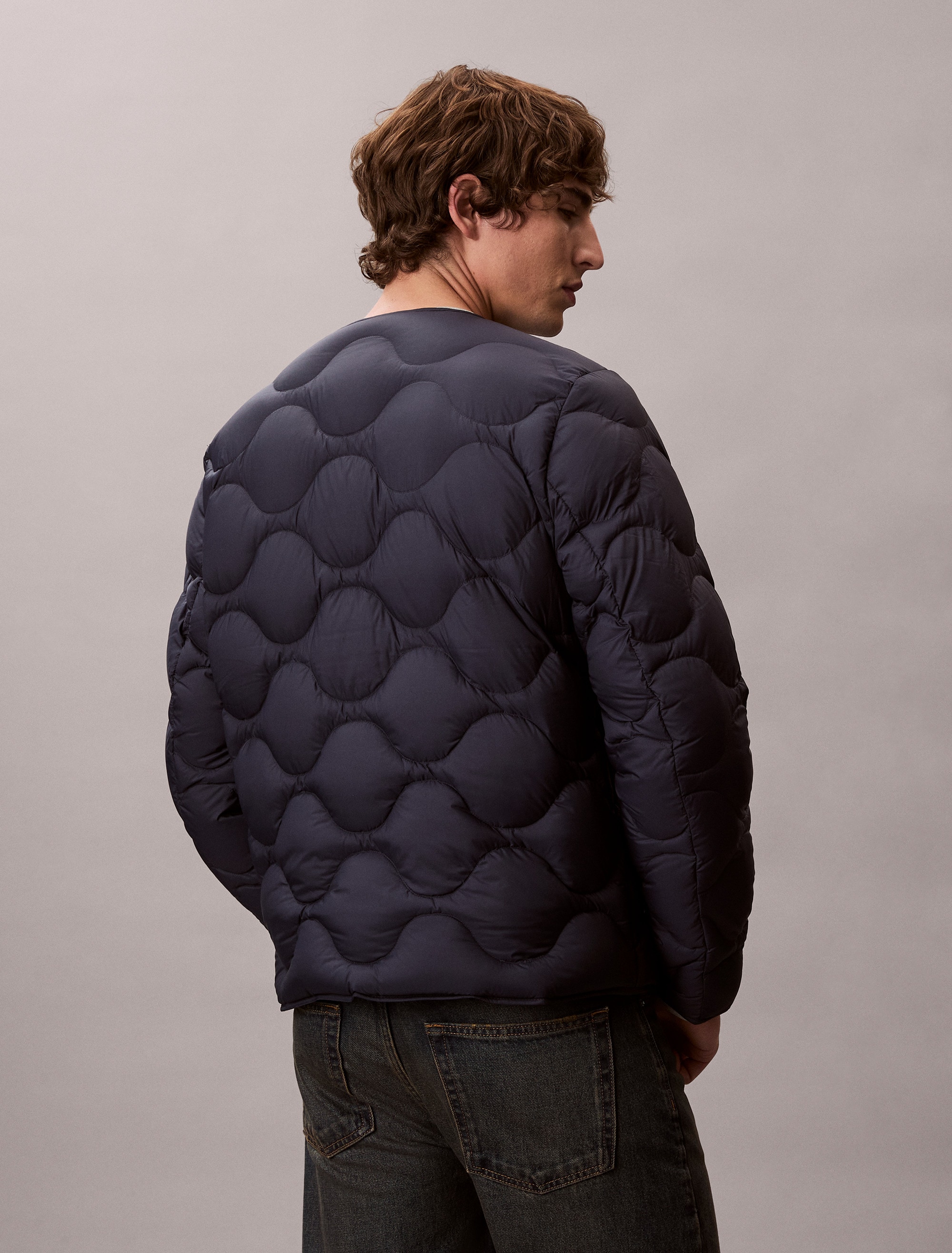 Calvin Klein Jeans Doudoune sans capuche col en tricot, coupe régulière, doublure chaude