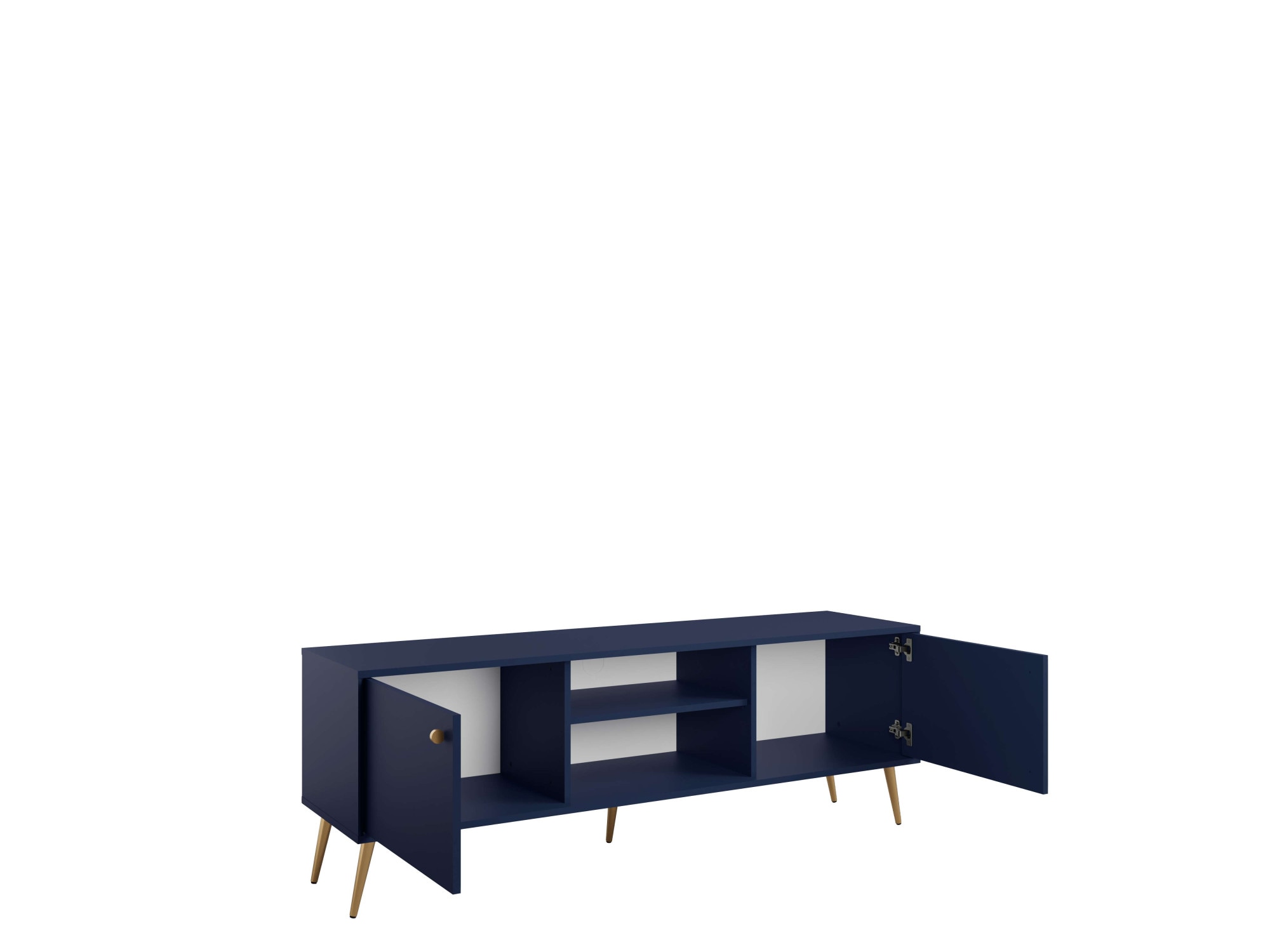 Home affaire Table basse »ROMILDA TV-Schrank mit 2 Türen und einem Fach, B/T/H: 156/40,5/54,8 cm« Dunkelblaue TV-Kommode mit goldenen Akzenten, viel Stauraum