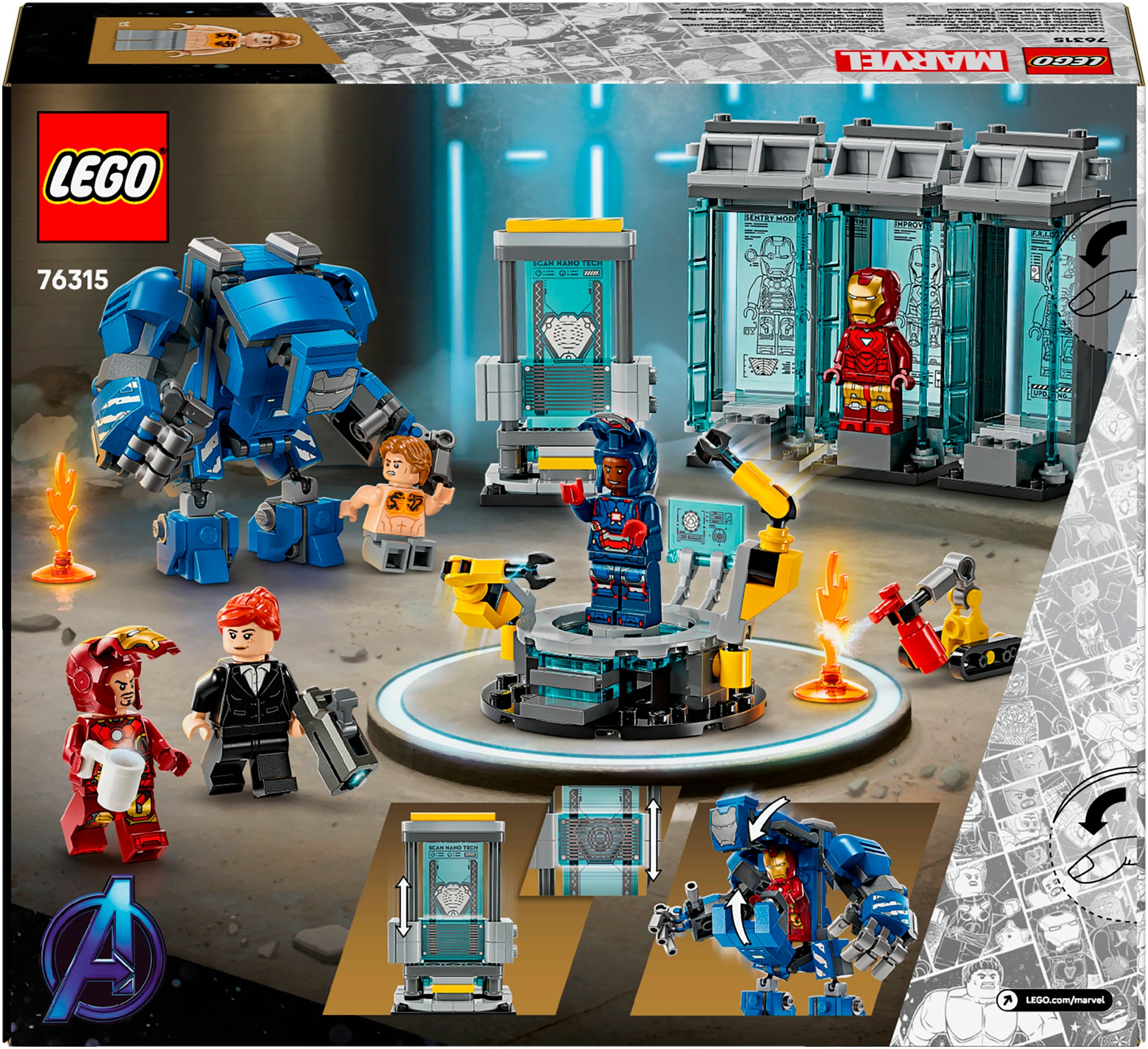 LEGO® Konstruktionsspielsteine »Iron Mans Labor: Halle der Rüstungen (76315), LEGO Super Heroes« Made in Europe