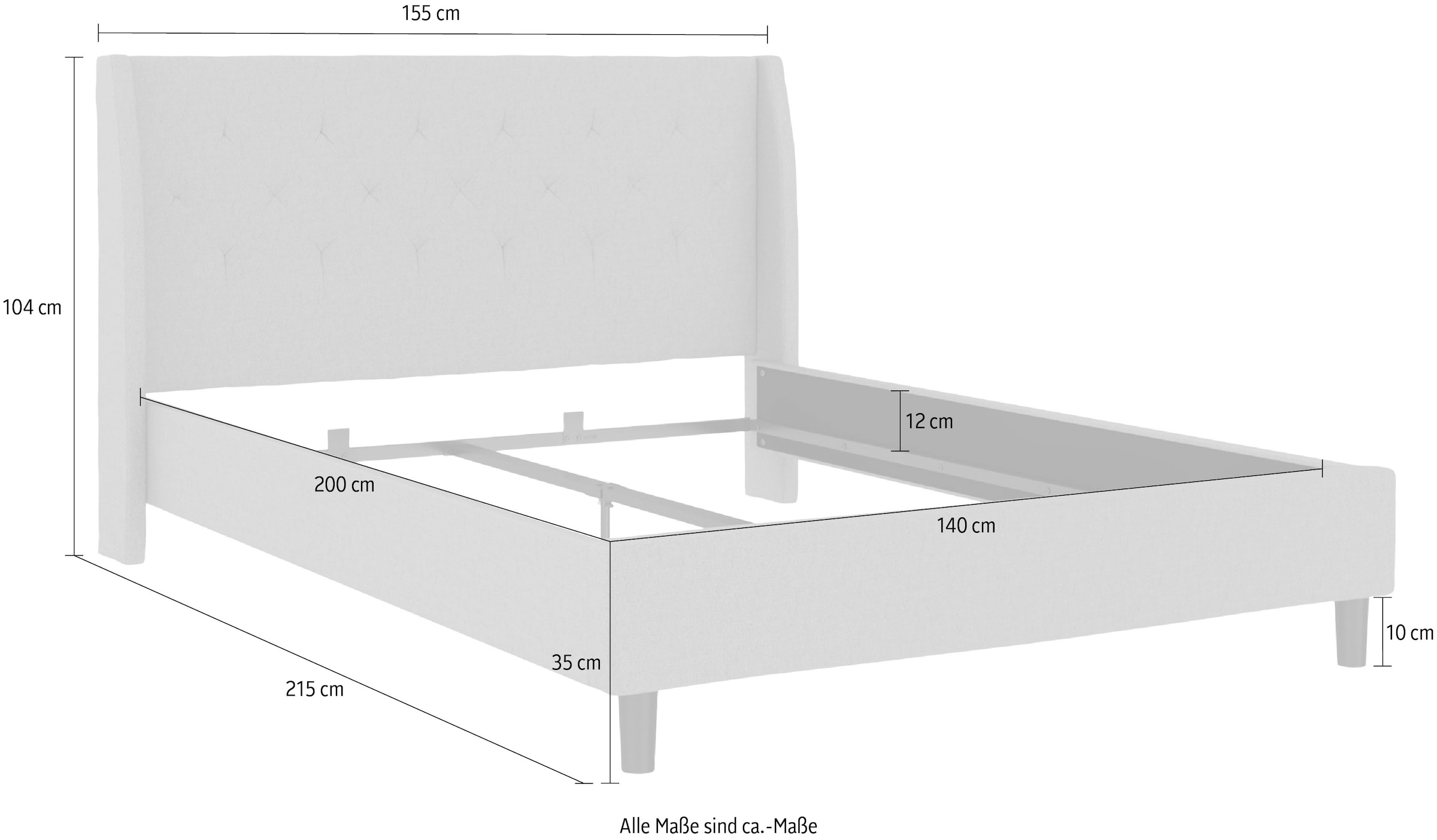 GOODproduct Polsterbett »Kempton« 1 Stk. tlg. mit Rautenheftung, gepolstert, Liegefläche 140x200 oder 180x200 cm