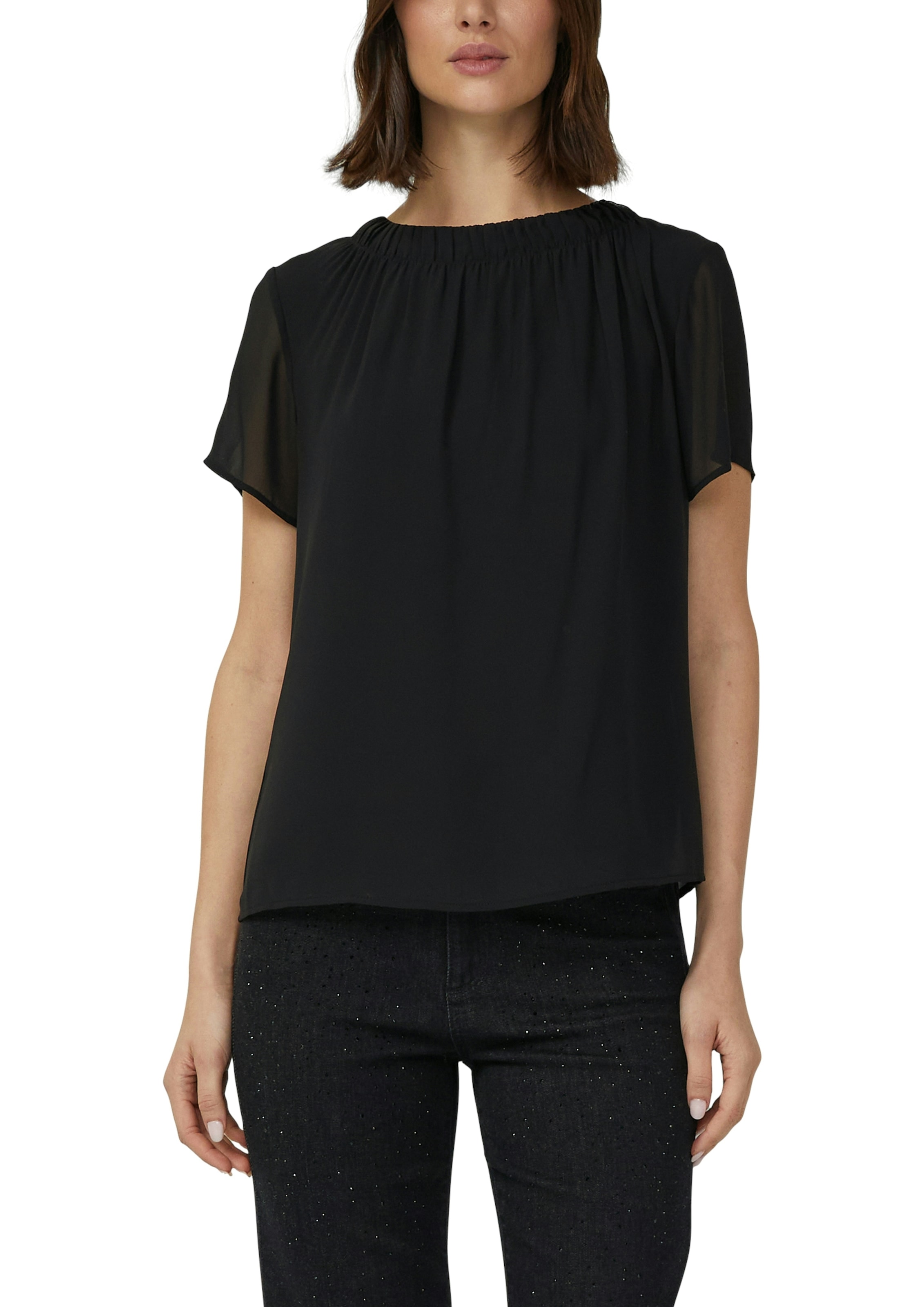s.Oliver BLACK LABEL Blouse à manches courtes avec fronces au col