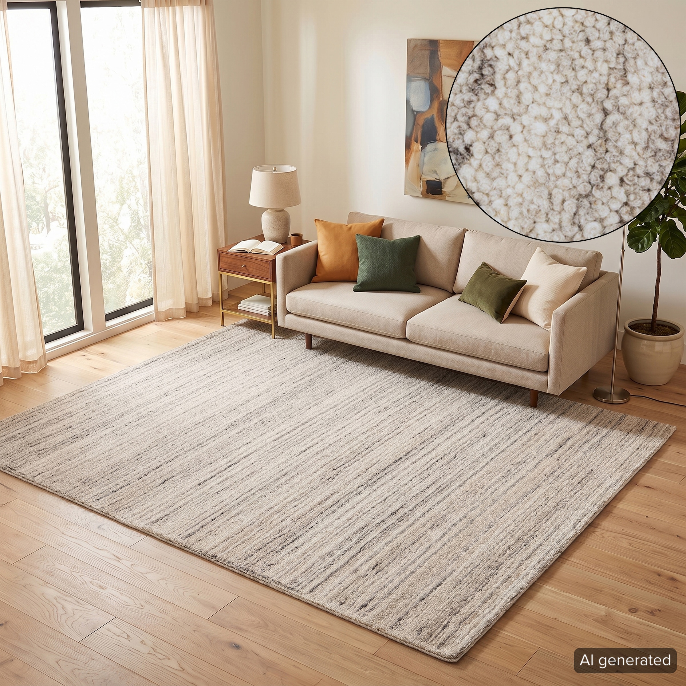 THEKO Tapis en laine »Janne, Berber Teppich,  Wolle, meliert, handgearbeitet« Rectangulaire 20 mm Höhe fait main, salon, chambre, salle à manger