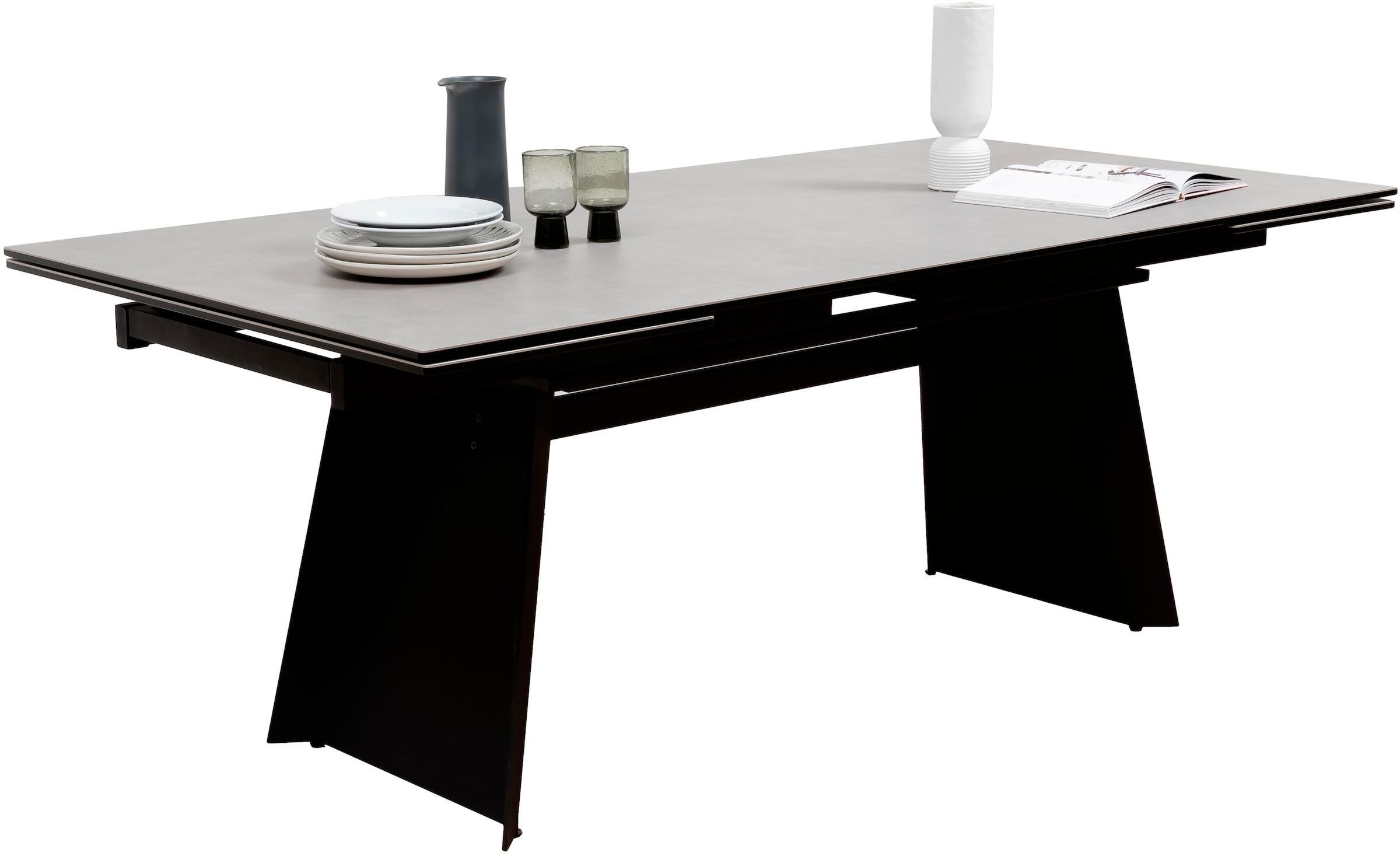 MCA furniture Table de salle à manger »MOLINARA Auzugtisch 200-290cm hellgrau« 1 cuis tlg. Keramik, Metall, Stirnauszug, ausziehbar, 10-12 Personen