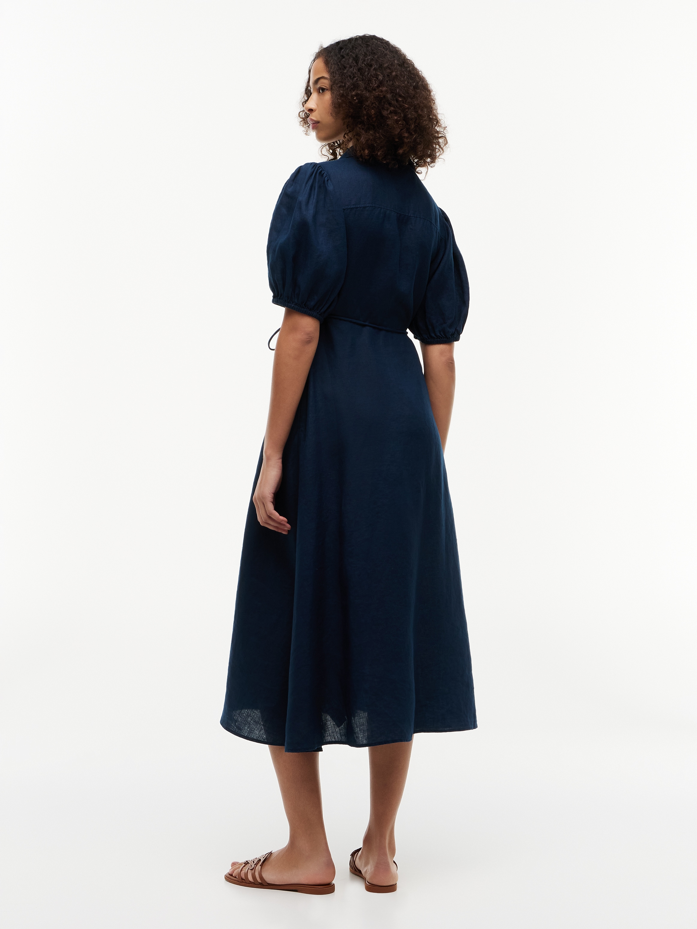 Tommy Hilfiger Robe portefeuille »SUMR LINEN WRAP LNG MIDI DRS« Leinen, Bindeband