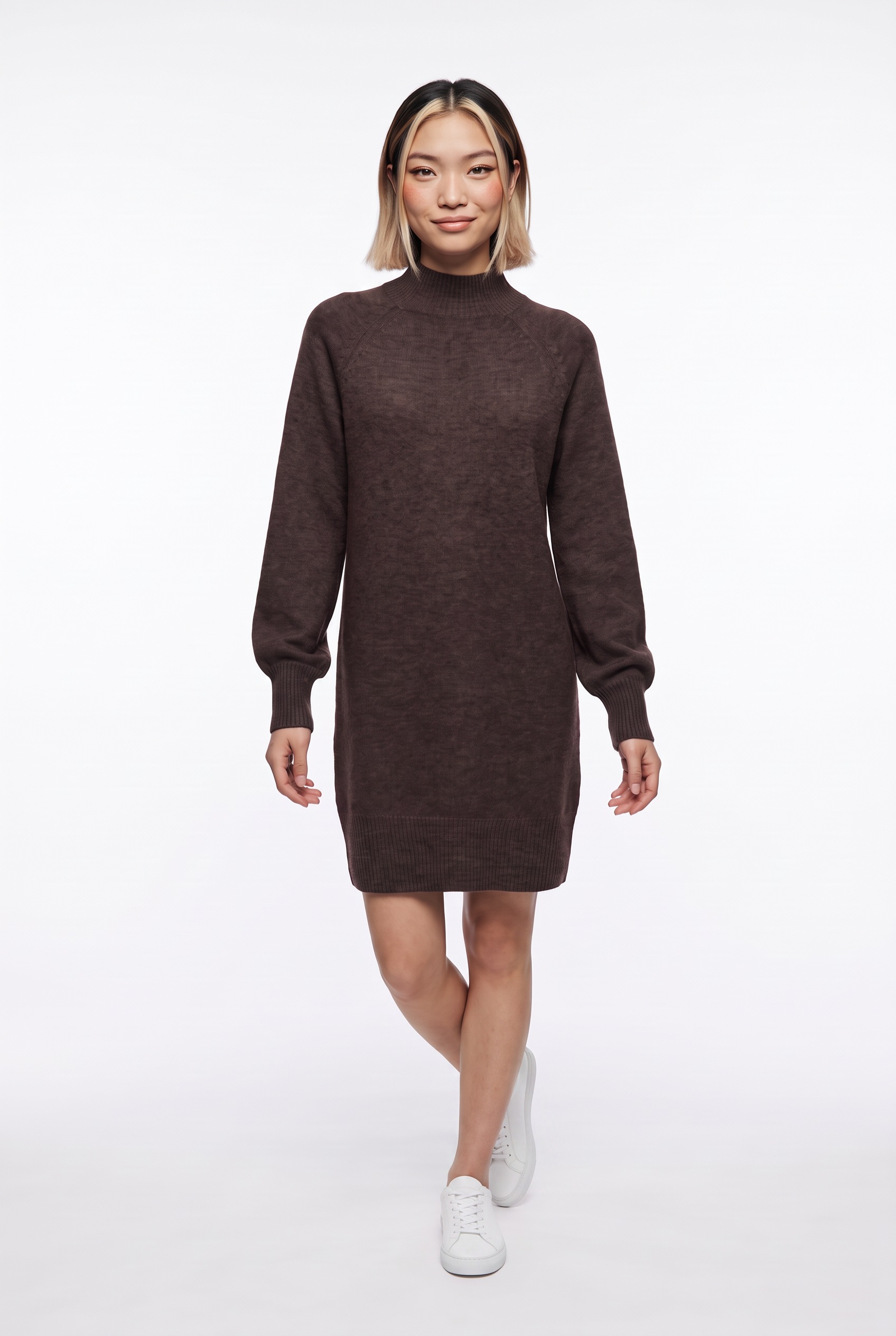 ONLY Robe en tricot »ONLOLIVIA LS HIGH NECK DRESS CC KNT« mélange de matériaux, coupe régulière