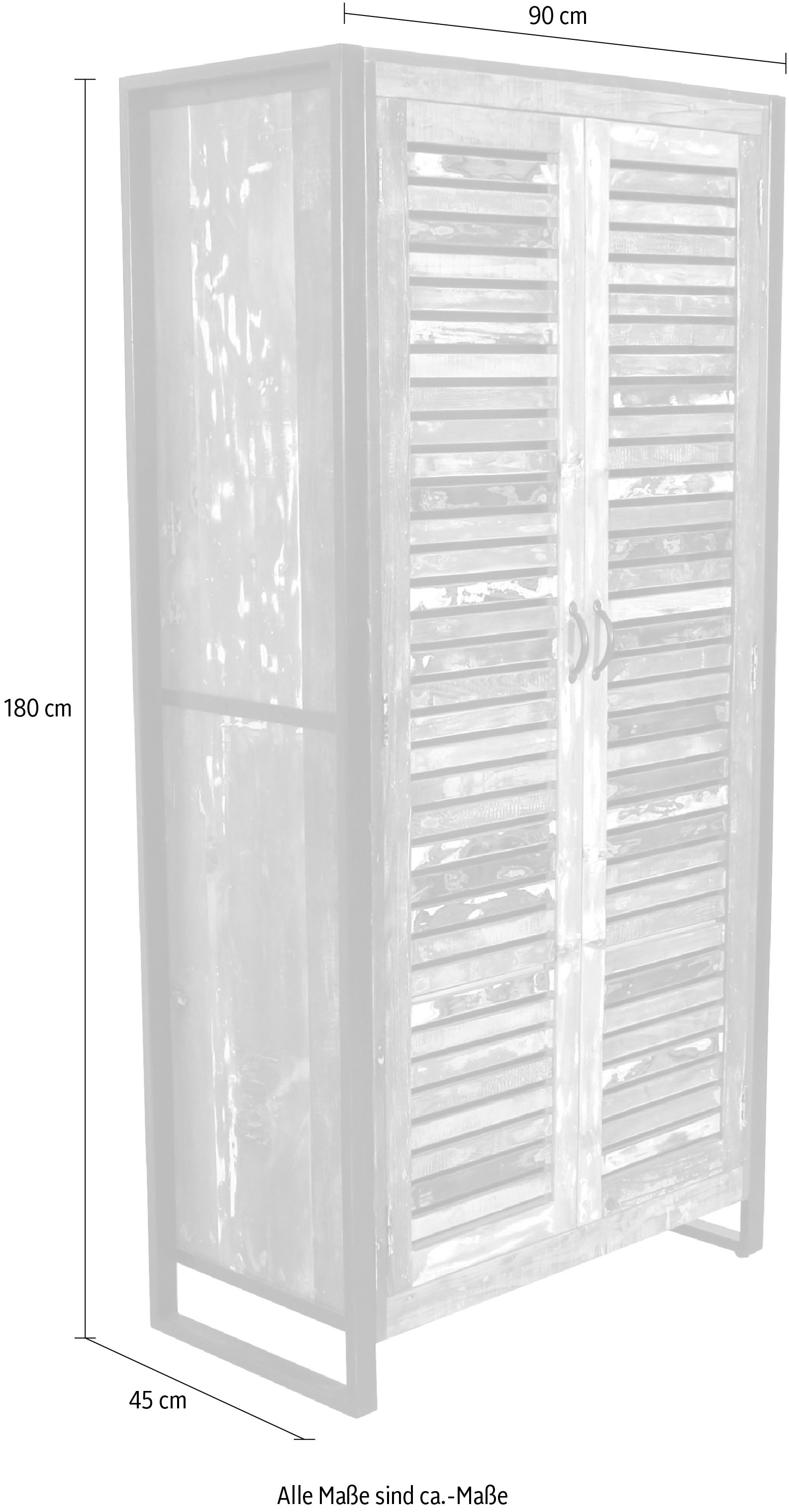 SIT Garderobenschrank »Altholz Massivholz Lamellen Industrial« Garderobenschrank aus Altholz mit Lamellen Design & Metall Details