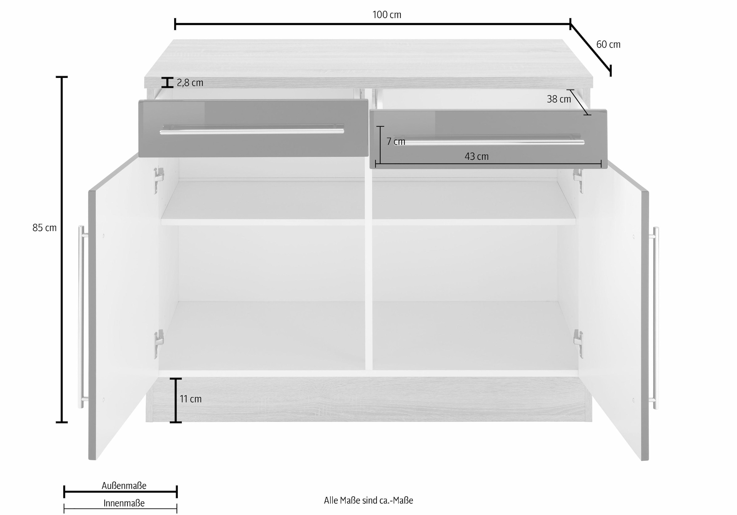 KOCHSTATION Unterschrank »KS-Samos« 100 cm breit