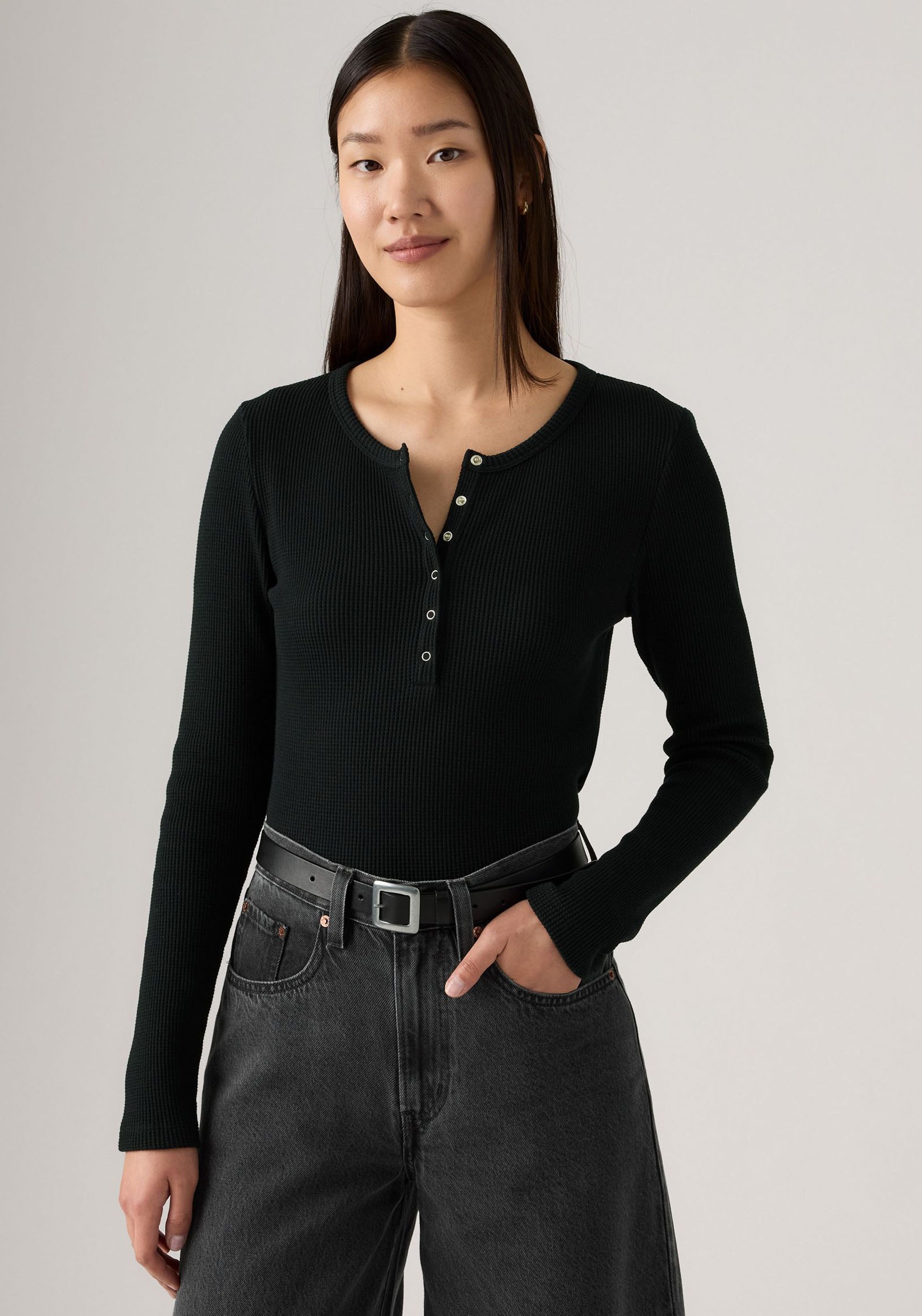 Levi's® T-shirt à manches longues »DRY GOODS HENLEY« Mit Waffelstruktur- Muster