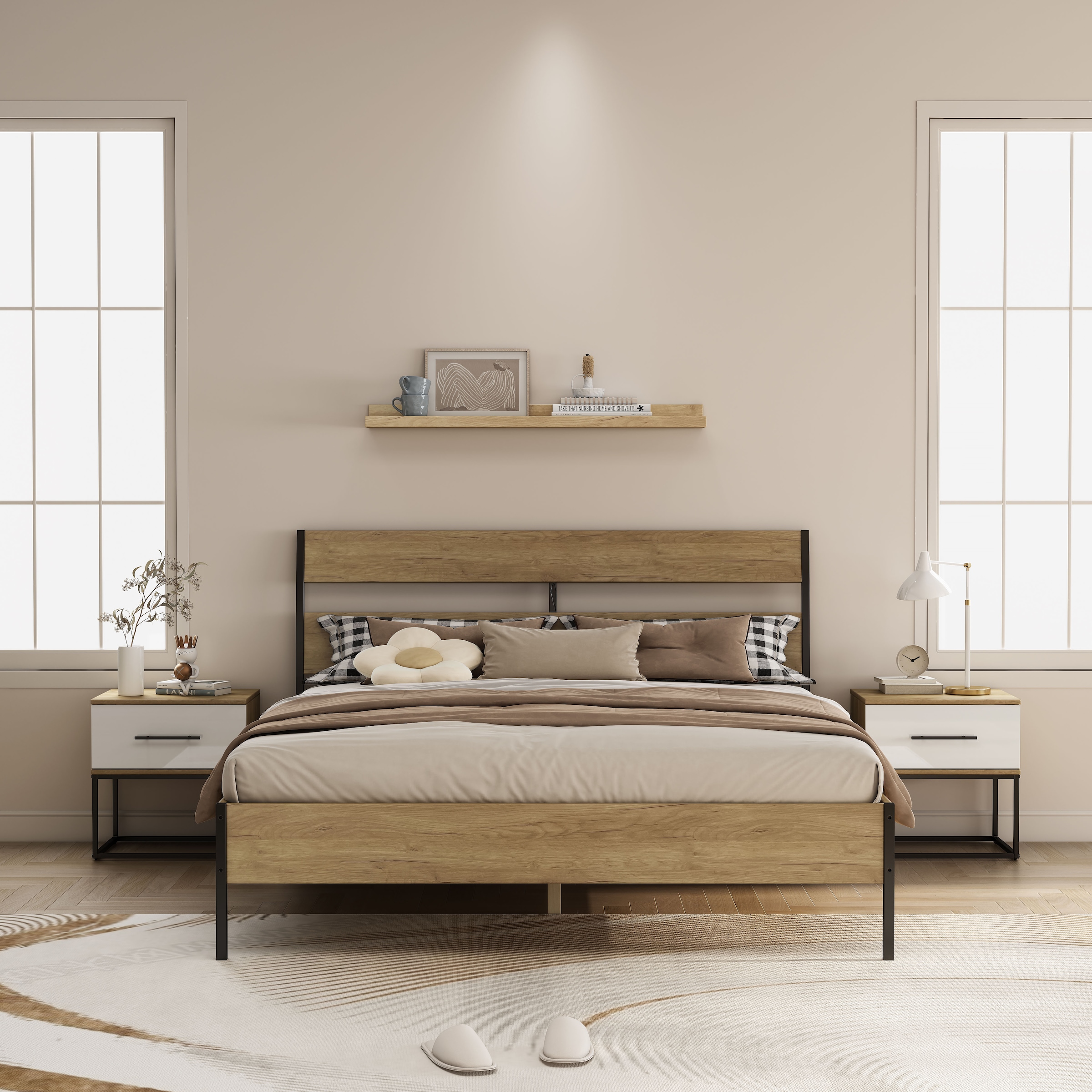 GOODproduct Table de nuit »Lucca Nachttisch Set mit Metallkufen und schwarzen Griffen« Set, 2 Schränke im Set , Hochglanz Fronten in weiss,  Nchttisch Set mit je einer Schublade in Loft Design