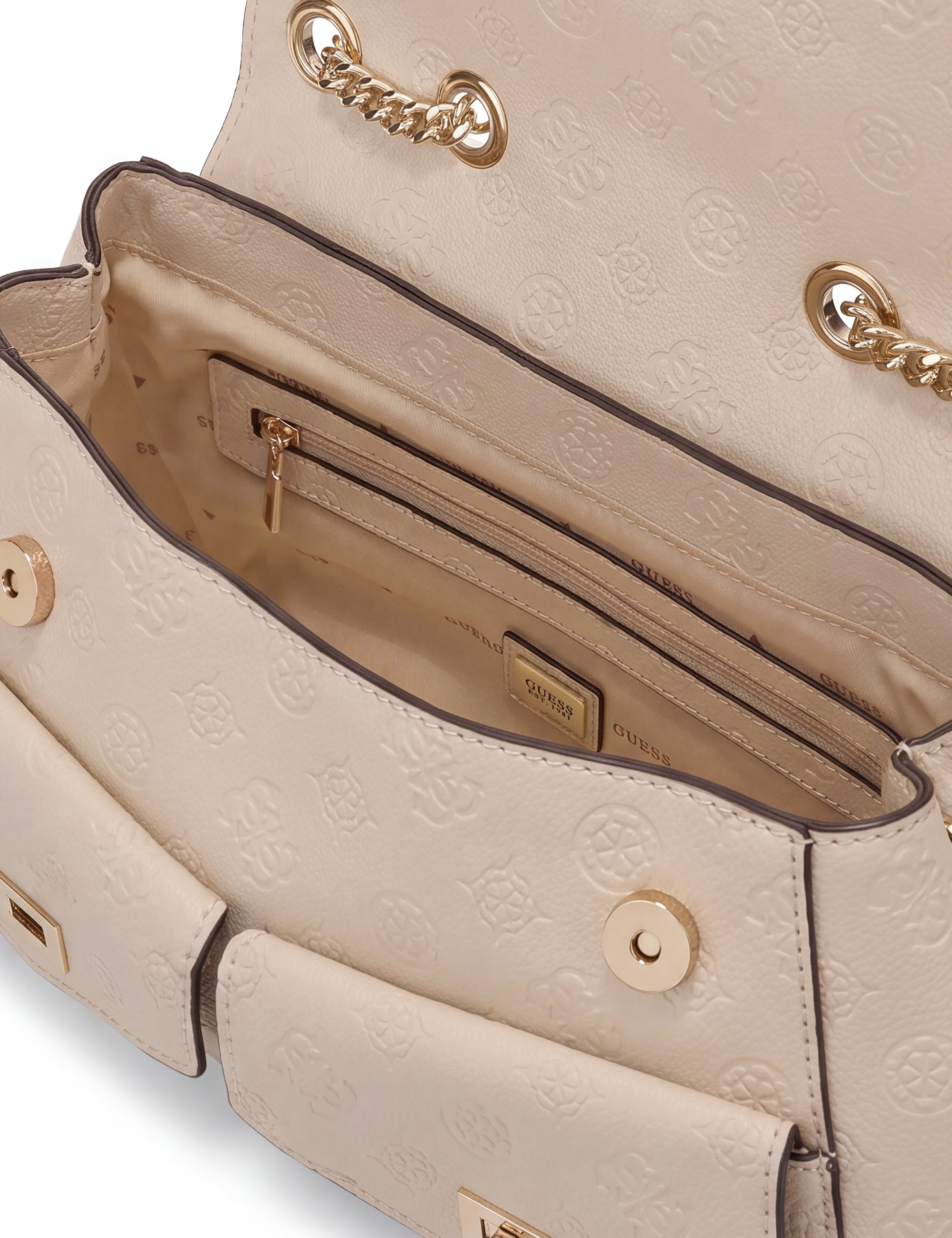 Guess Umhängetasche »BLAKE CNVRTBL XBODY FLAP« Damen Schultertasche, Handtasche mit abnehmbarer Umhängekette