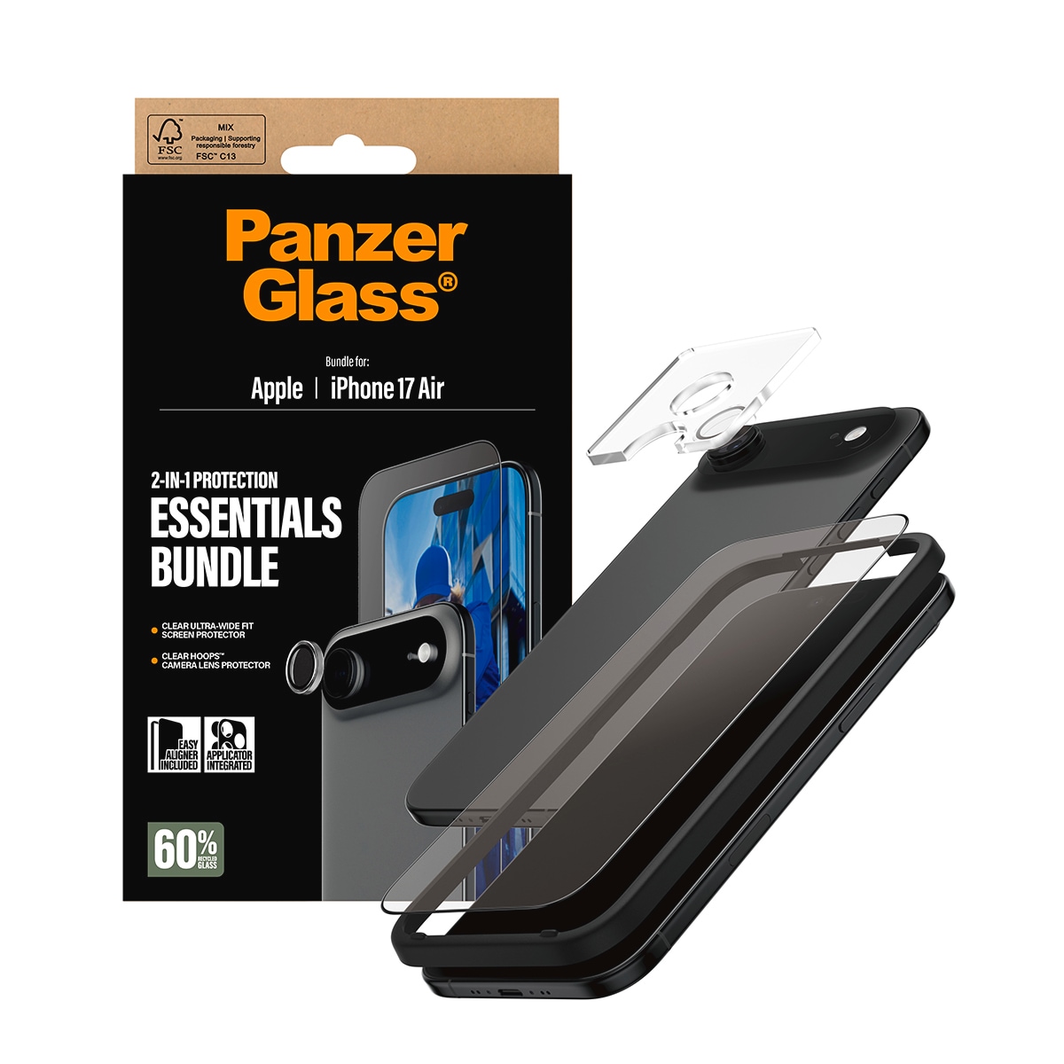 CARE by PanzerGlass Verre de protection d'écran »2-in-1 Protection Essentials Bundle« für Apple iPhone Air Displayschutzfolie, Schutzfolie, Bildschirmschutz, kratz- & stossfest