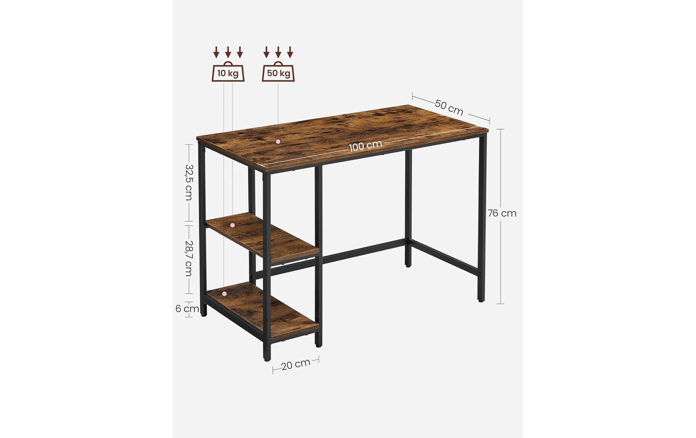 VASAGLE Schreibtisch »Braun/Schwarz 100 x 50 cm«