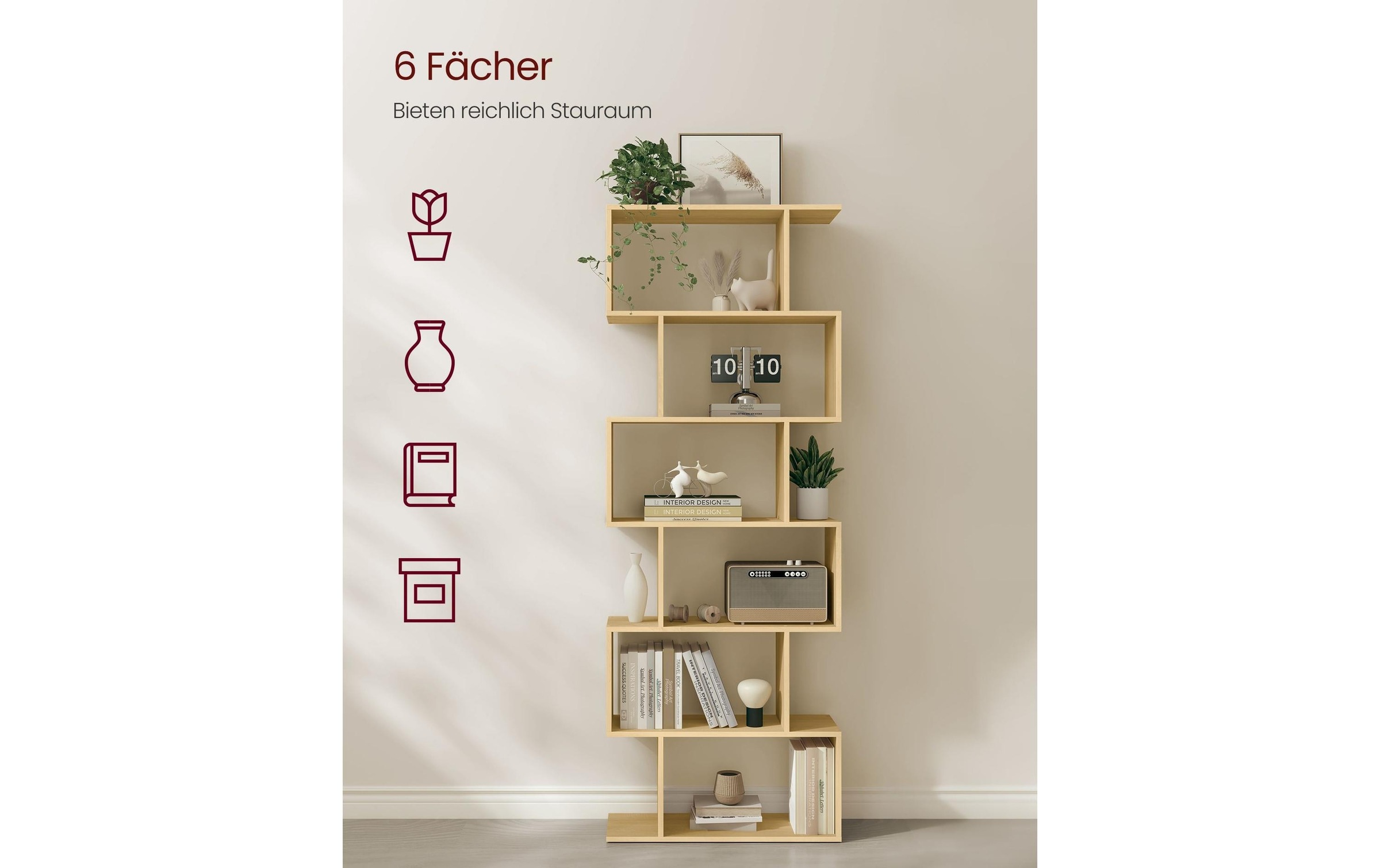 VASAGLE Bücherregal »Zick-Zack«