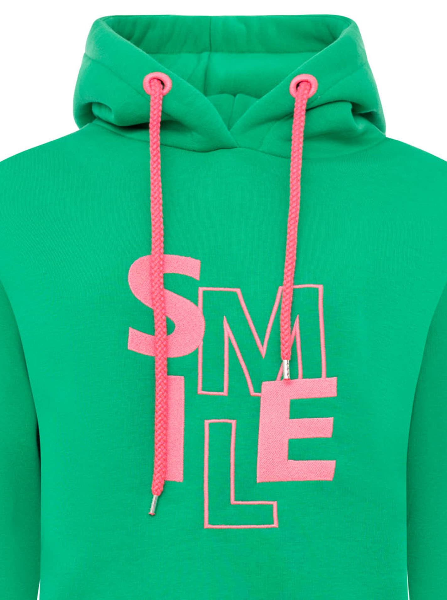 Zwillingsherz Hoodie »"SMILE"«, grande broderie, poignets rayés, poche avant, capuche
