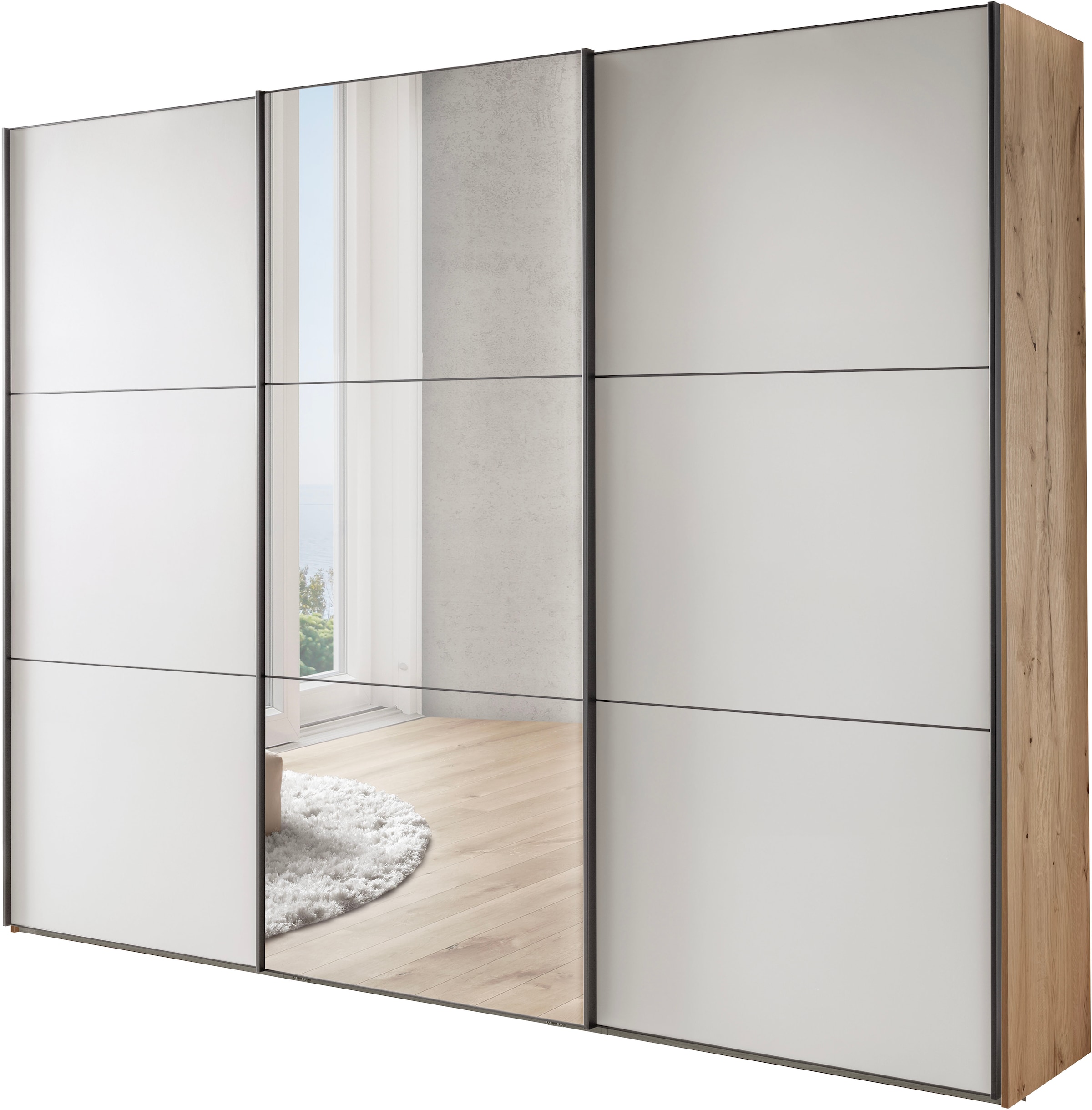 WIEMANN Armoire à portes coulissantes »Phoenix, Made in Germany, modernes Design, Highlight, Blickfang« Viele Farbkombinationen, in 4 Breiten und in 2 Höhen erhältlich,  maximaler Staurraum, inkl.Einlegeböden, Wäscheböden u. Dämpfer