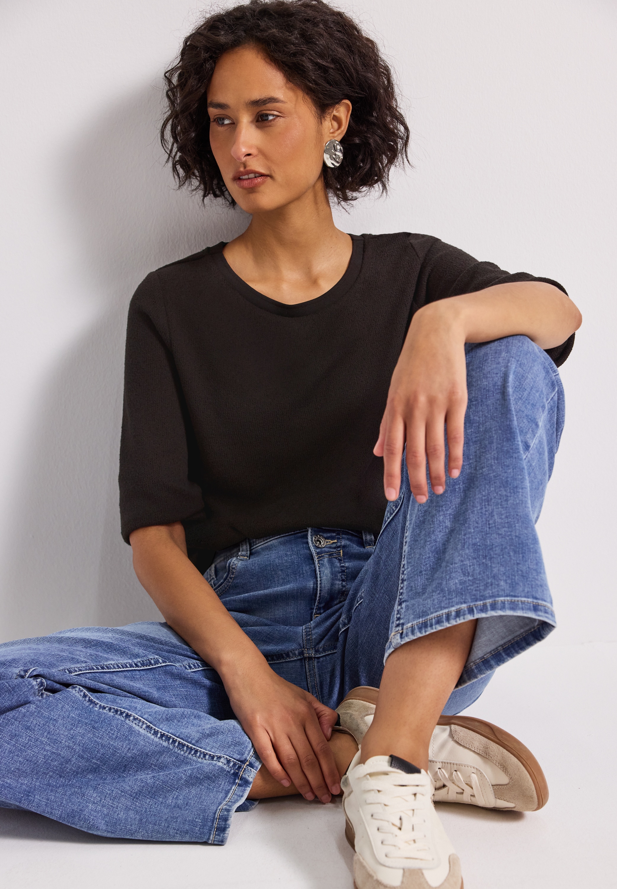 STREET ONE 3/4-Arm-Shirt in Strick-Look Qualität