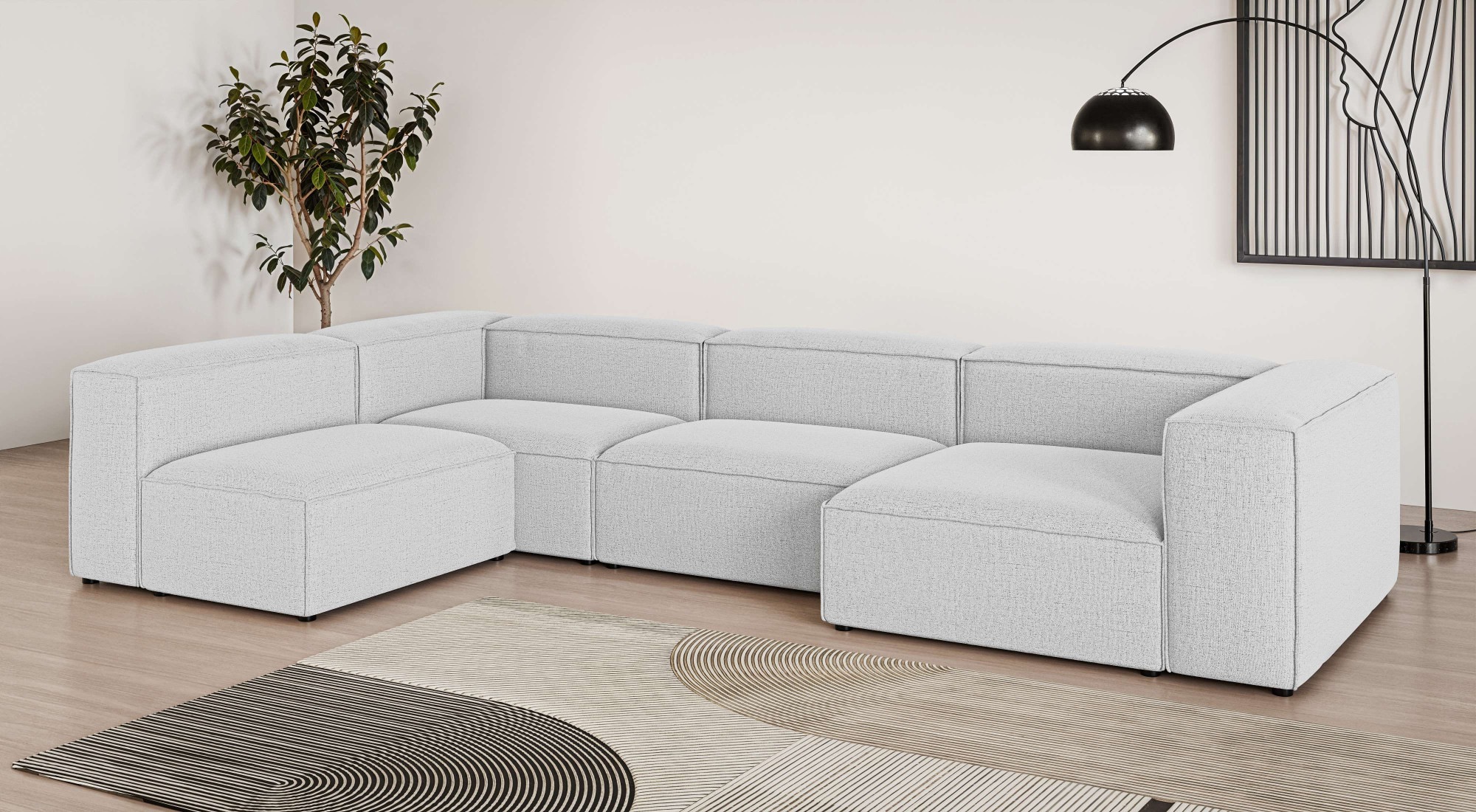 GOODproduct Wohnlandschaft »HAILY U-Form mit Ottomane links/rechts, Masse B/T/H: 360/200/72 cm« als Modul oder separat verwendbar, für individuelle Zusammenstellung
