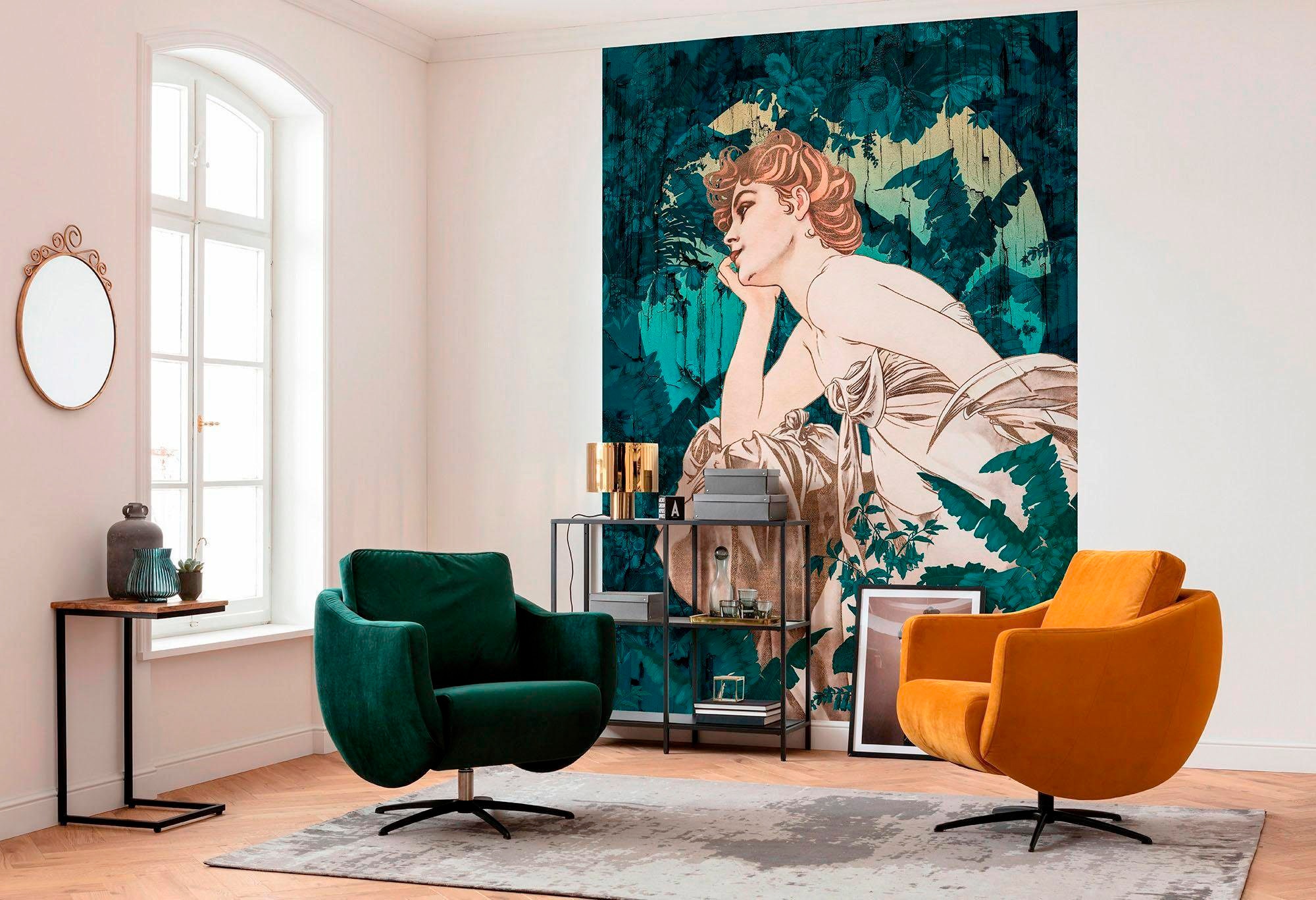 Komar Vliestapete »Digitaldruck Vlies -  Songes Vert - Grösse 200 x 280 cm« bedruckt glatt Wohnzimmer, Schlafzimmer