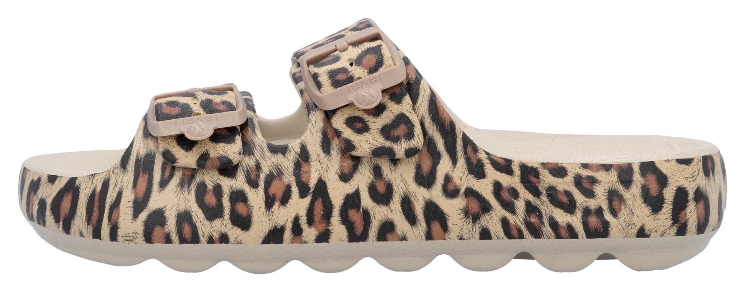 RIEKER Sport Pantolette  Sommerschuh, Strandschuh, Hausschuh mit zwei verstellbaren Schnallen