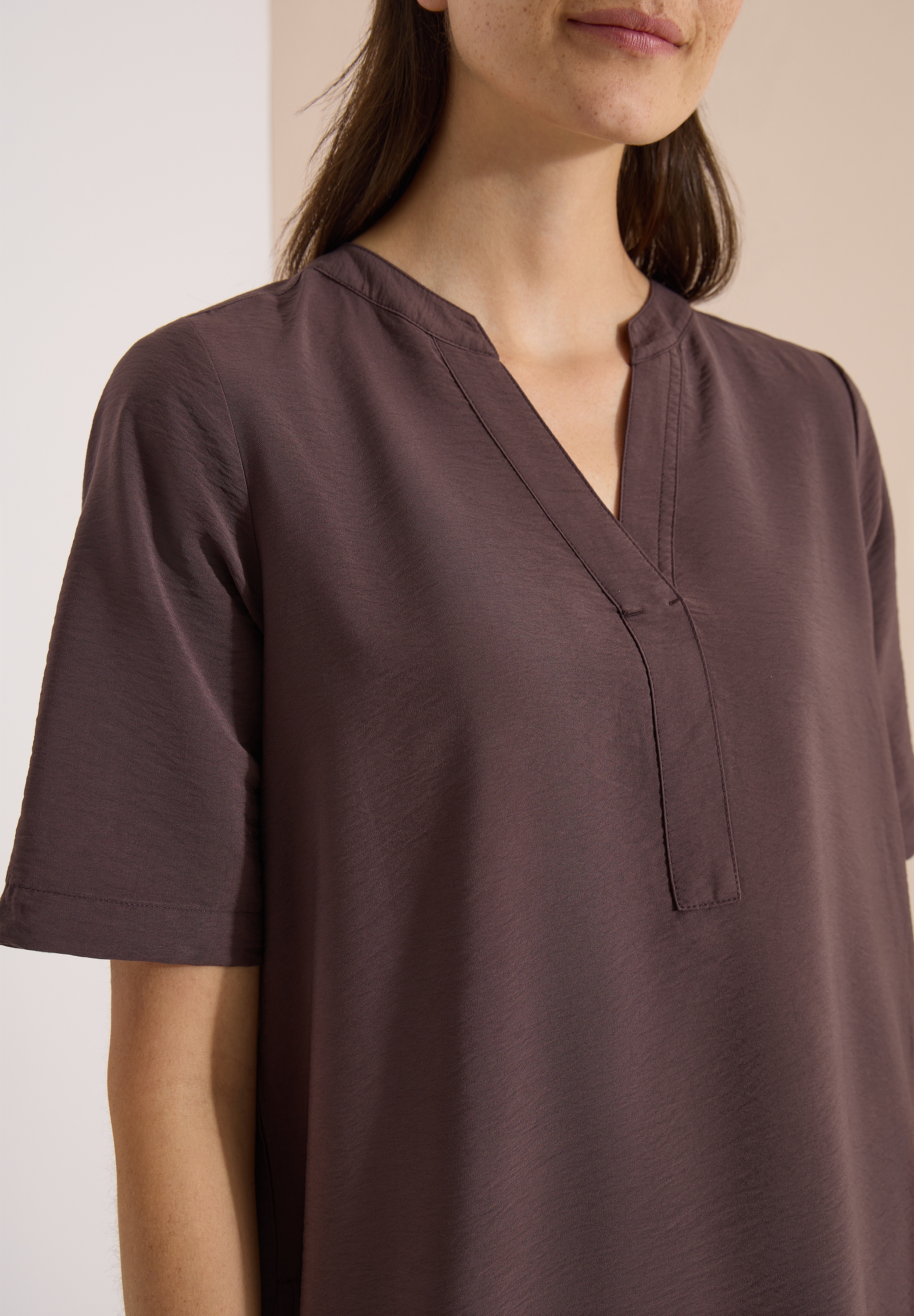 Cecil Sommerkleid Eingrifftaschen Viskosemix, Split Neck, knieumspielend