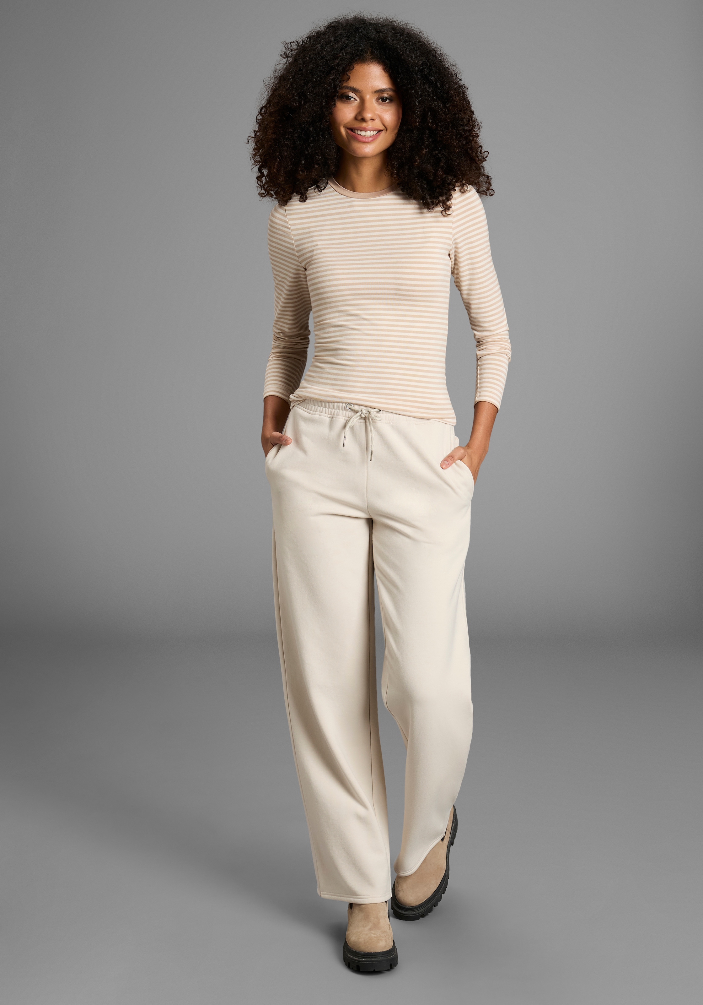 Flashlights T-shirt à manches longues hüftlange Schnittform, mit Rundhalsausschnitt, gestreifte Optik