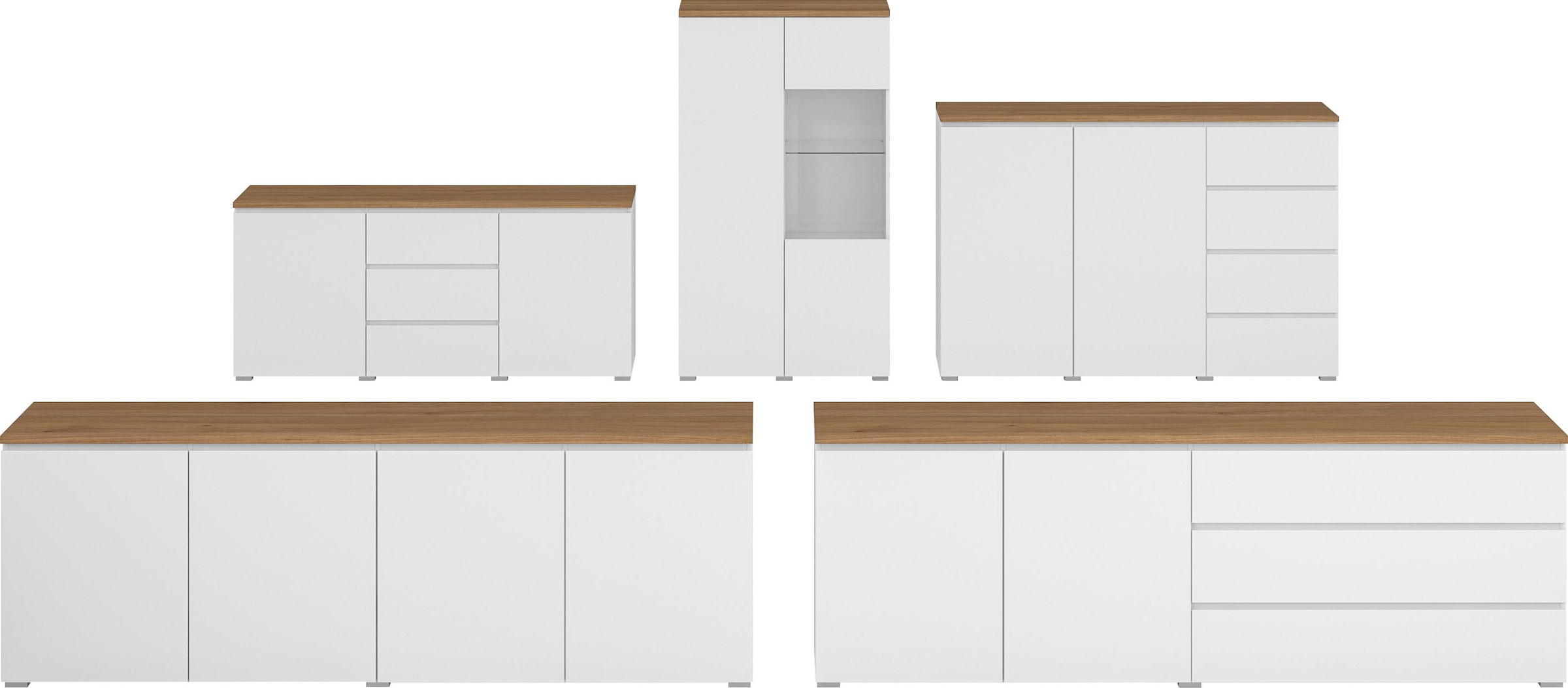 INOSIGN Sideboard »Modo, Breite 200 cm, moderne grifflose Kommode 2Türen/3 SK« Schubladenkommode mit viel Stauraum, Einlegeböden verstellbar