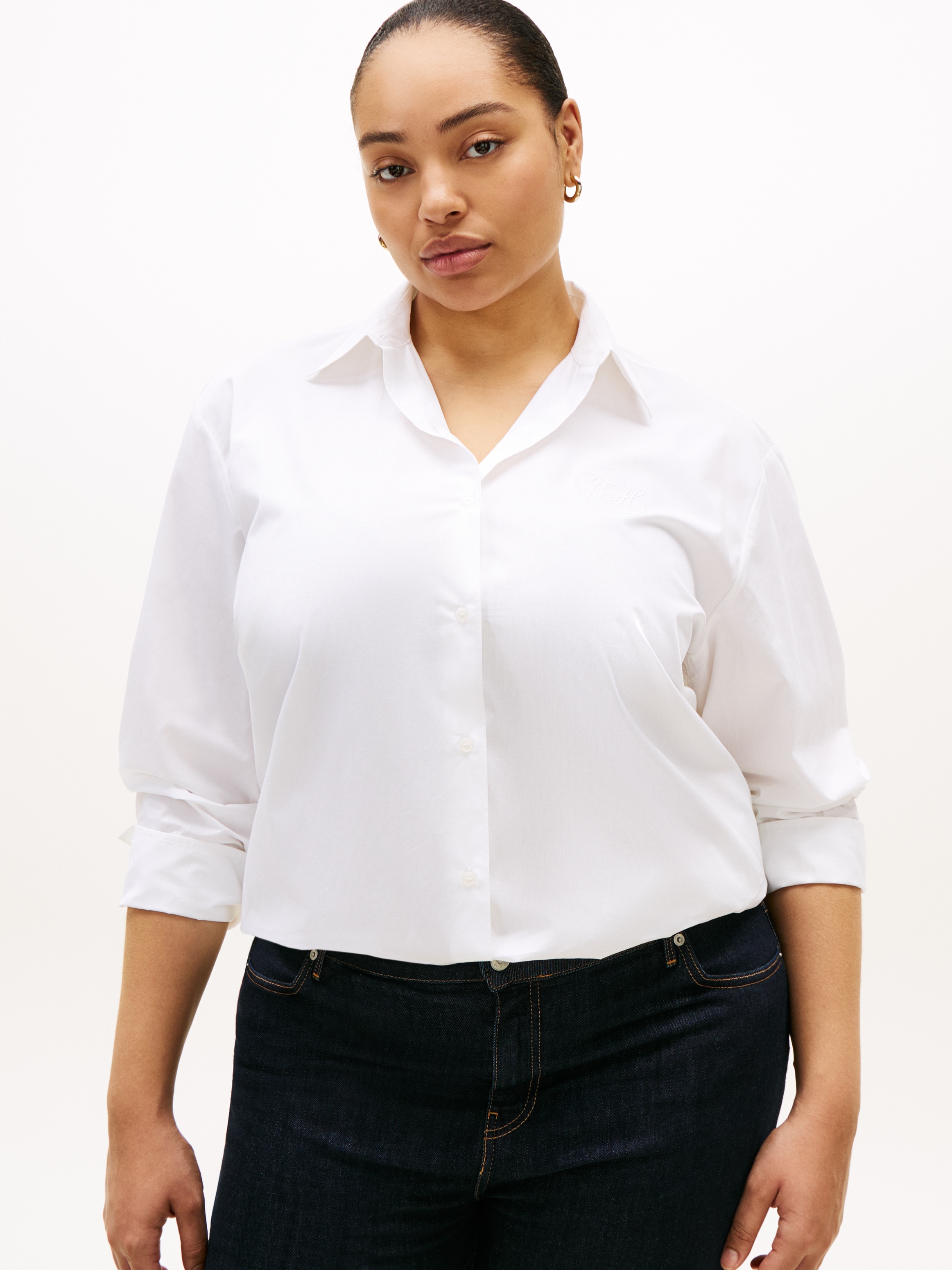 Tommy Hilfiger Curve Hemdbluse »CRV COTTON EASY SHIRT« in grossen Grössen, Baumwolle