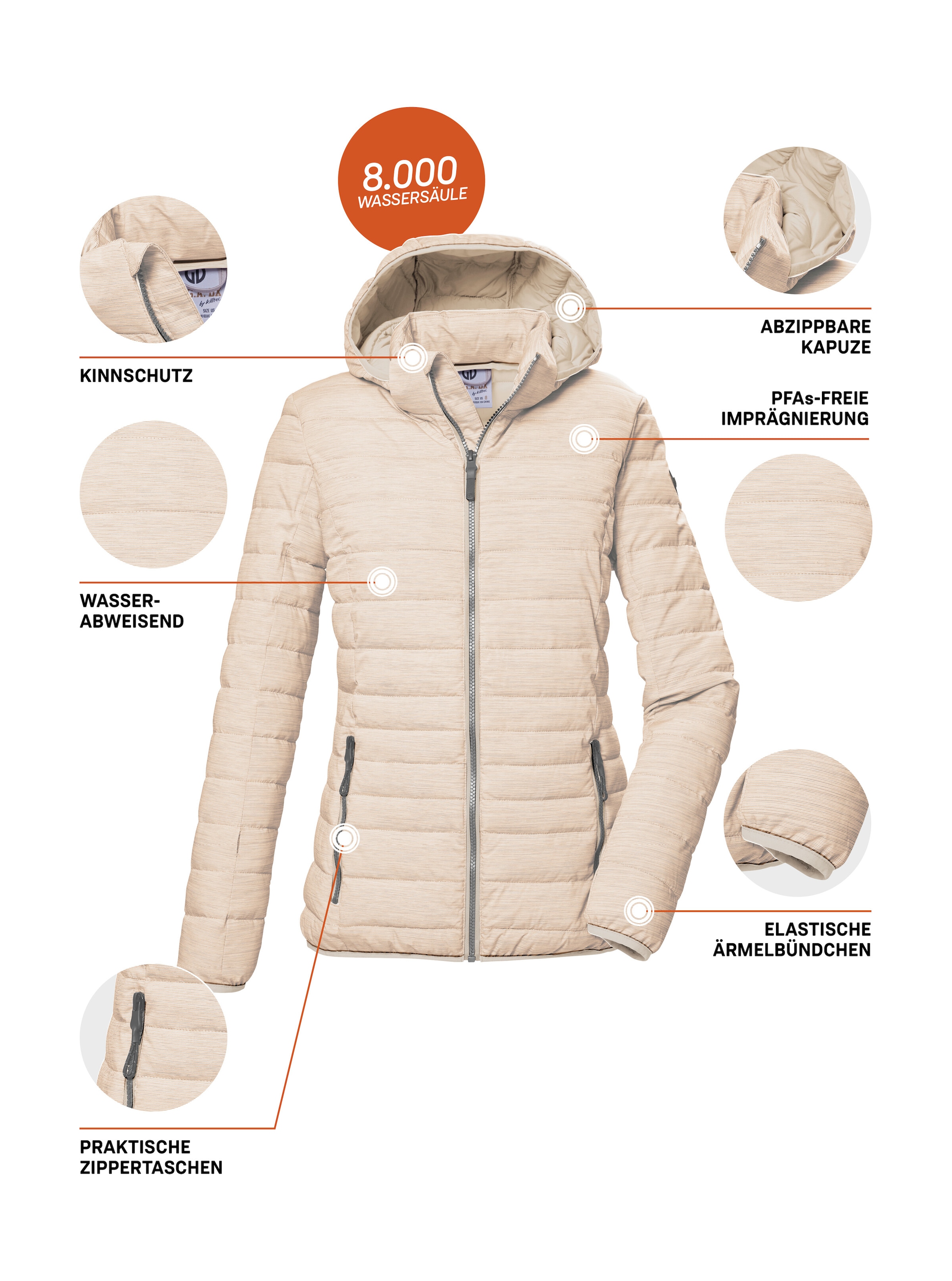 G.I.G.A. DX by killtec Steppjacke »GS 63 WMN QLTD JCKT_Uyaka« Steppjacke: wasser- und windabweisend, atmungsaktiv, abzippbare Kapuze