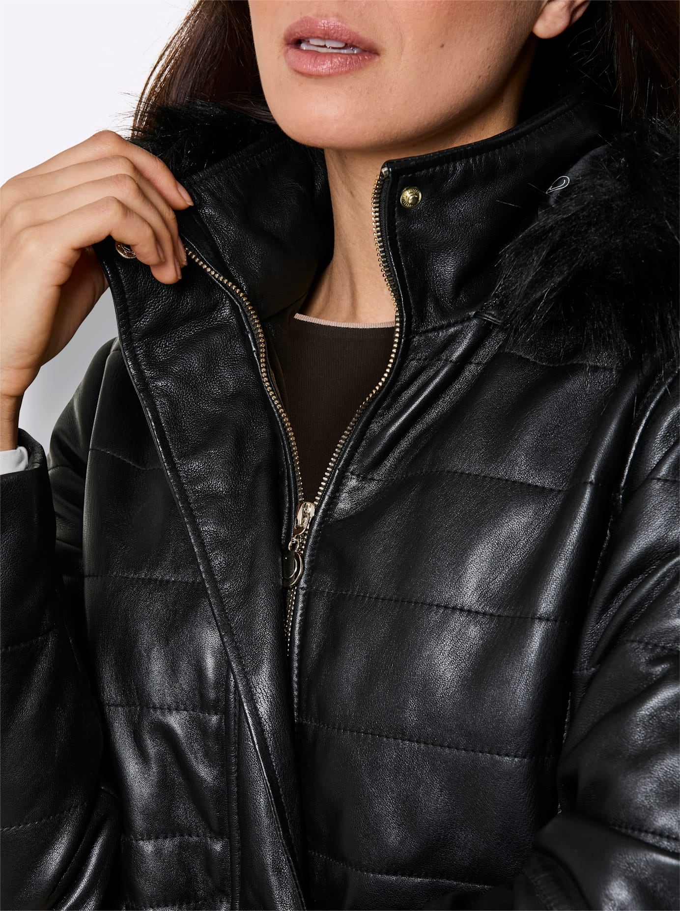 Mainpol Veste en cuir mit Kapuze