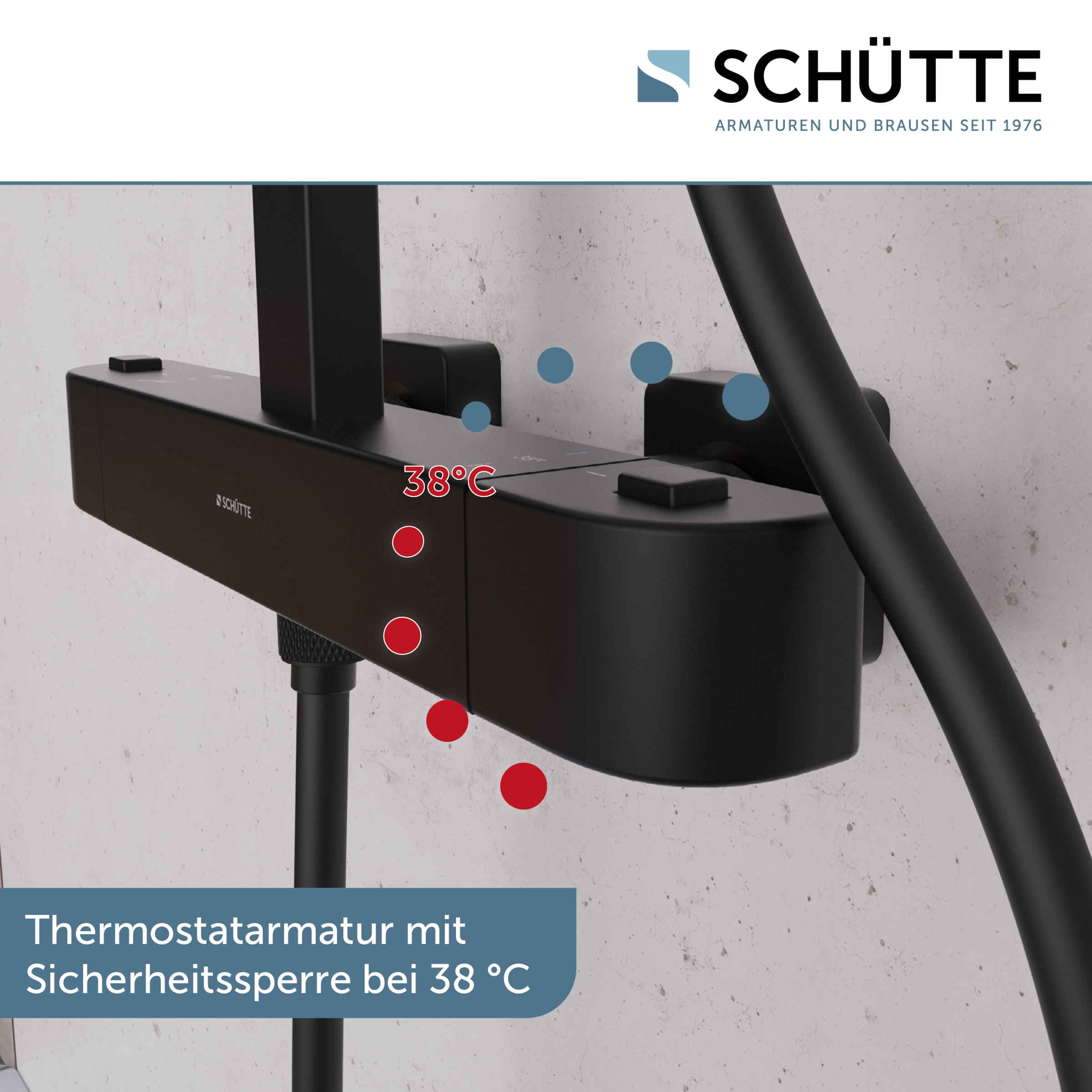 Schütte Brausegarnitur »GRAN CANARIA« Komplett-Set,  Regendusche 30x20 cm, Umsteller, Antikalk, 3 Strahlarten, Thermostat