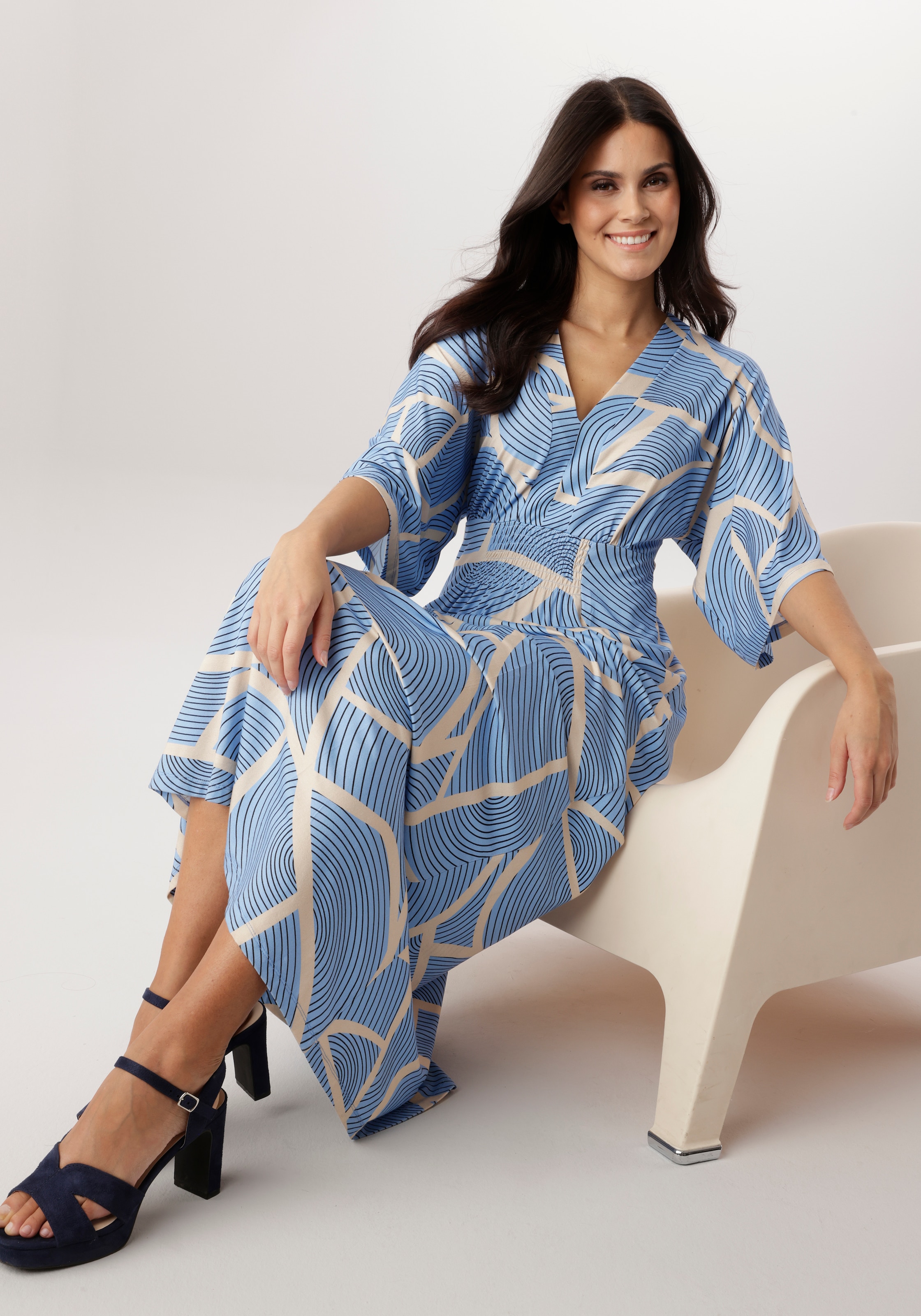 Aniston SELECTED Maxi robe mit weiten, 3/4-langen Ärmeln - NEUE KOLLEKTION