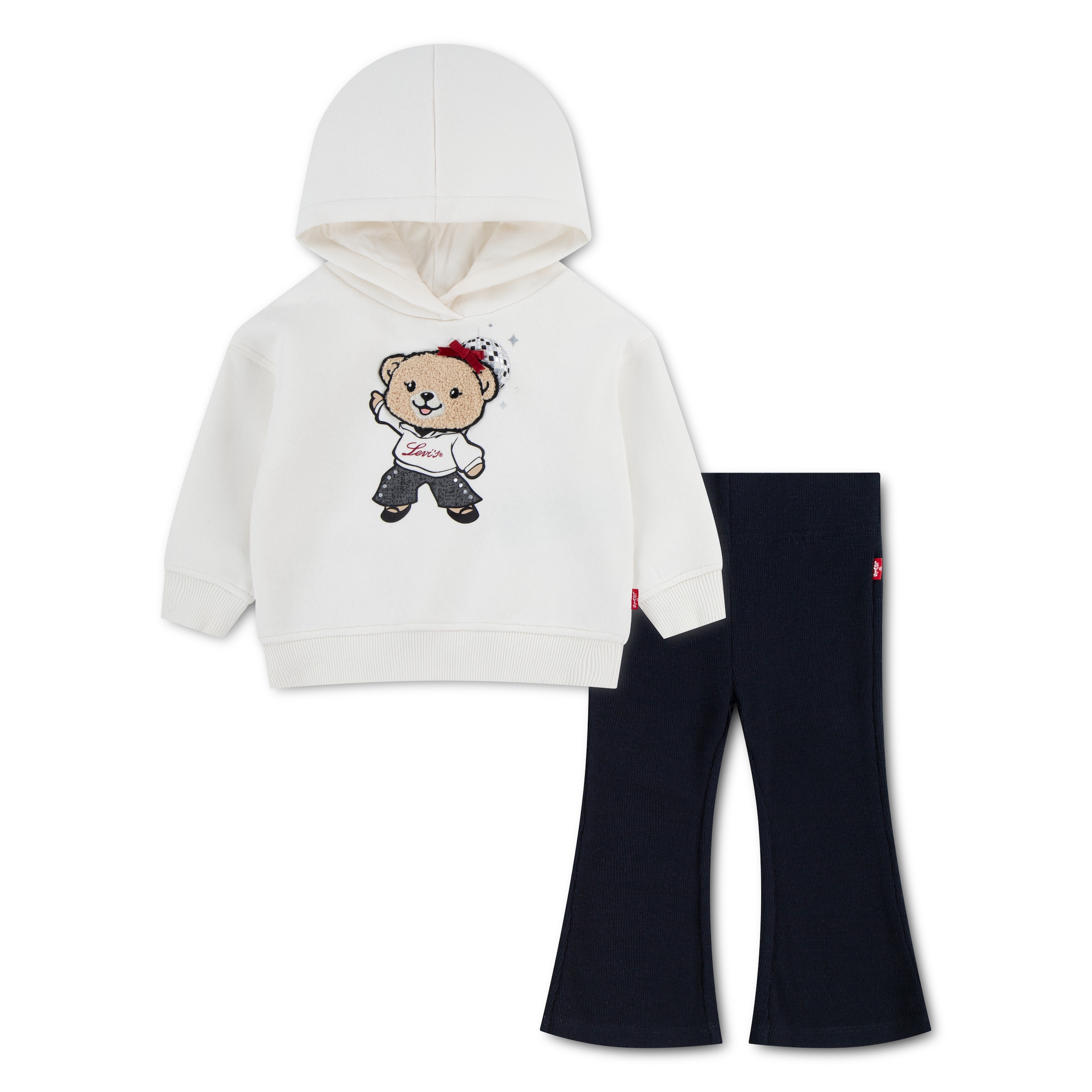 Levi's® Kids Kapuzensweatshirt »LVG LIV GFX HODDY AND FLARE RI«, 2 mit Bärchendesign & Hose - for Girls
