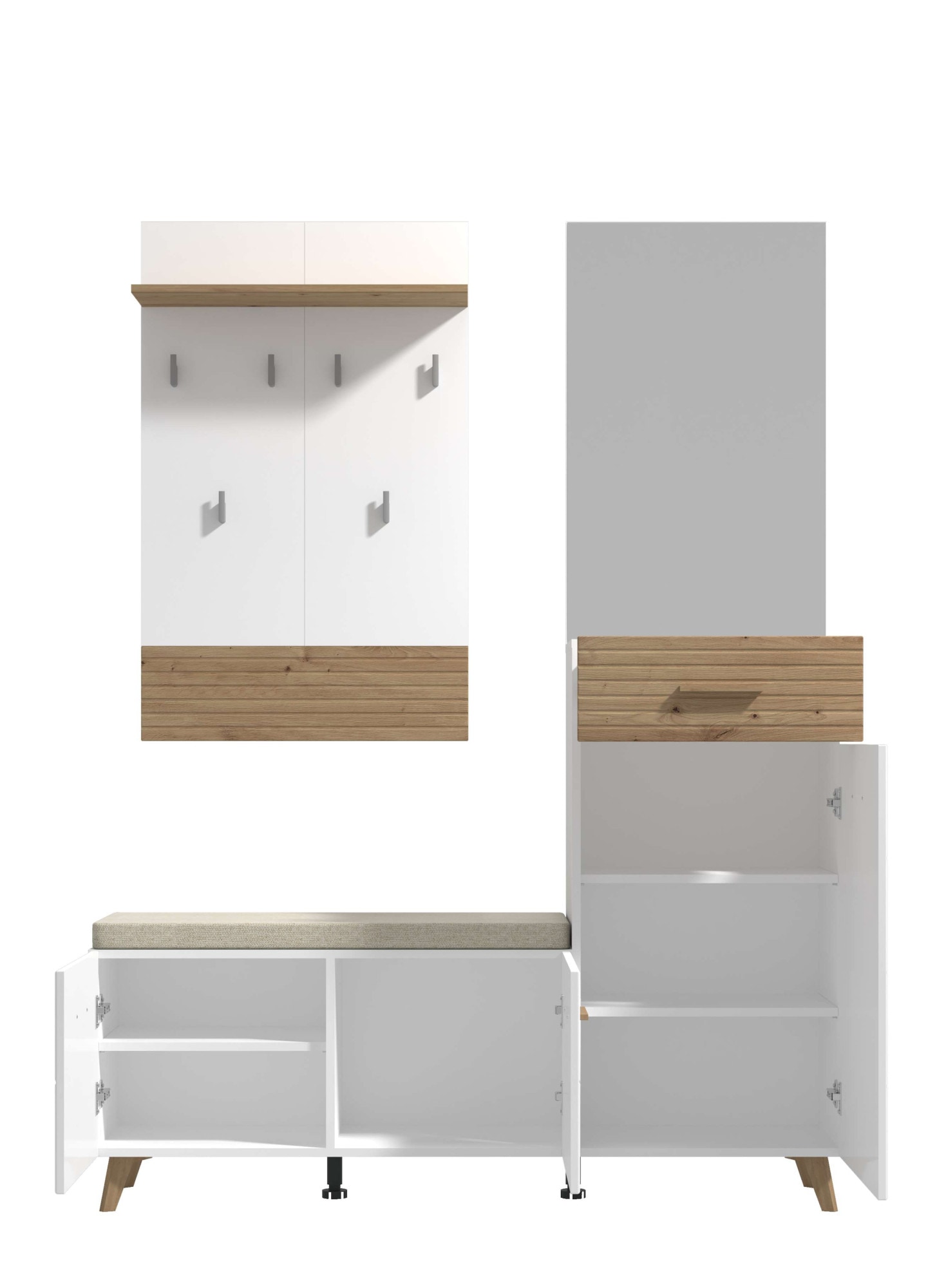 Home affaire Garderoben-Set »Sein Kompaktgarderobe, Flurgarderobe, Dielenschrank, Hochglanzfronten« Komplett-Set, 5 Stk. tlg.