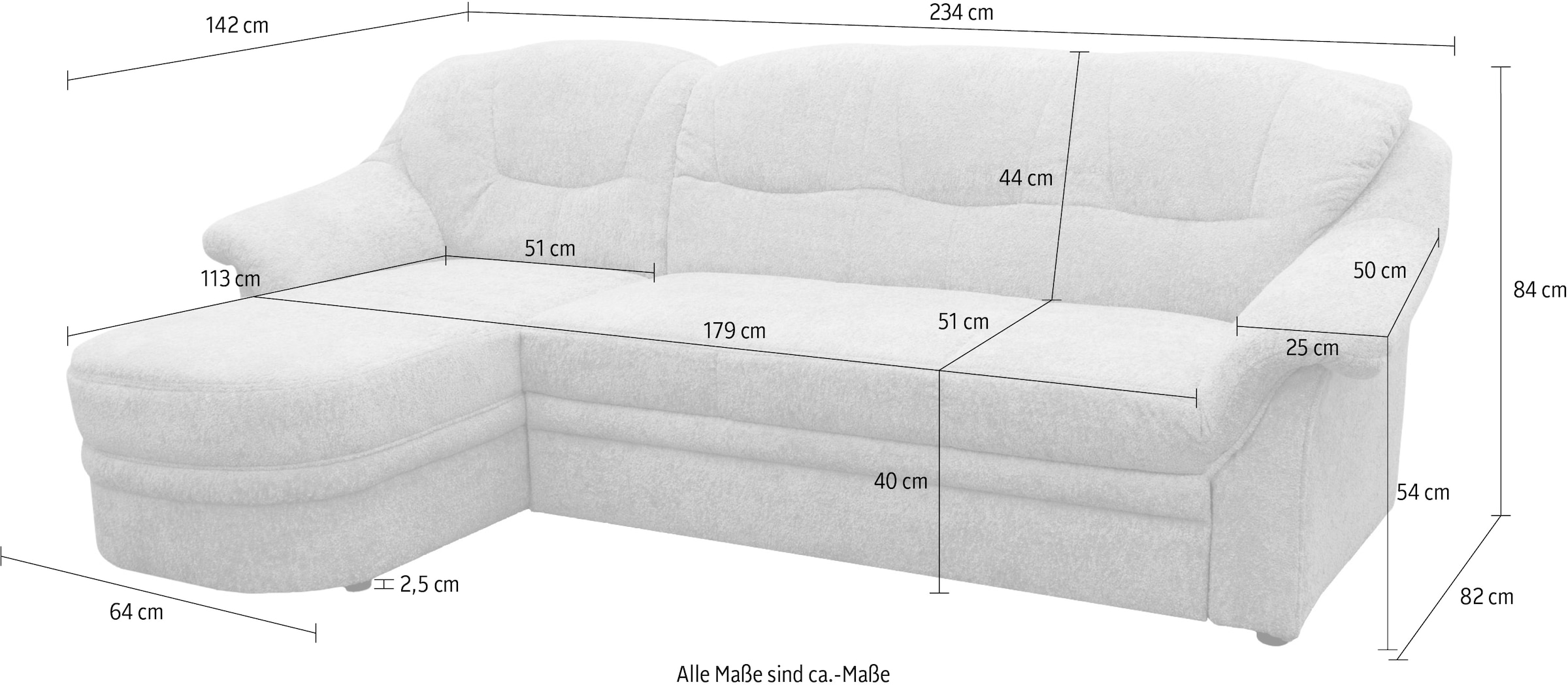 GOODproduct Canapé d'angle »Nyborg 234 x 142 cm, stabil, komfortabel, formschön mit Steppungen« Forme en L, en microfibre douce et facile d'entretien
