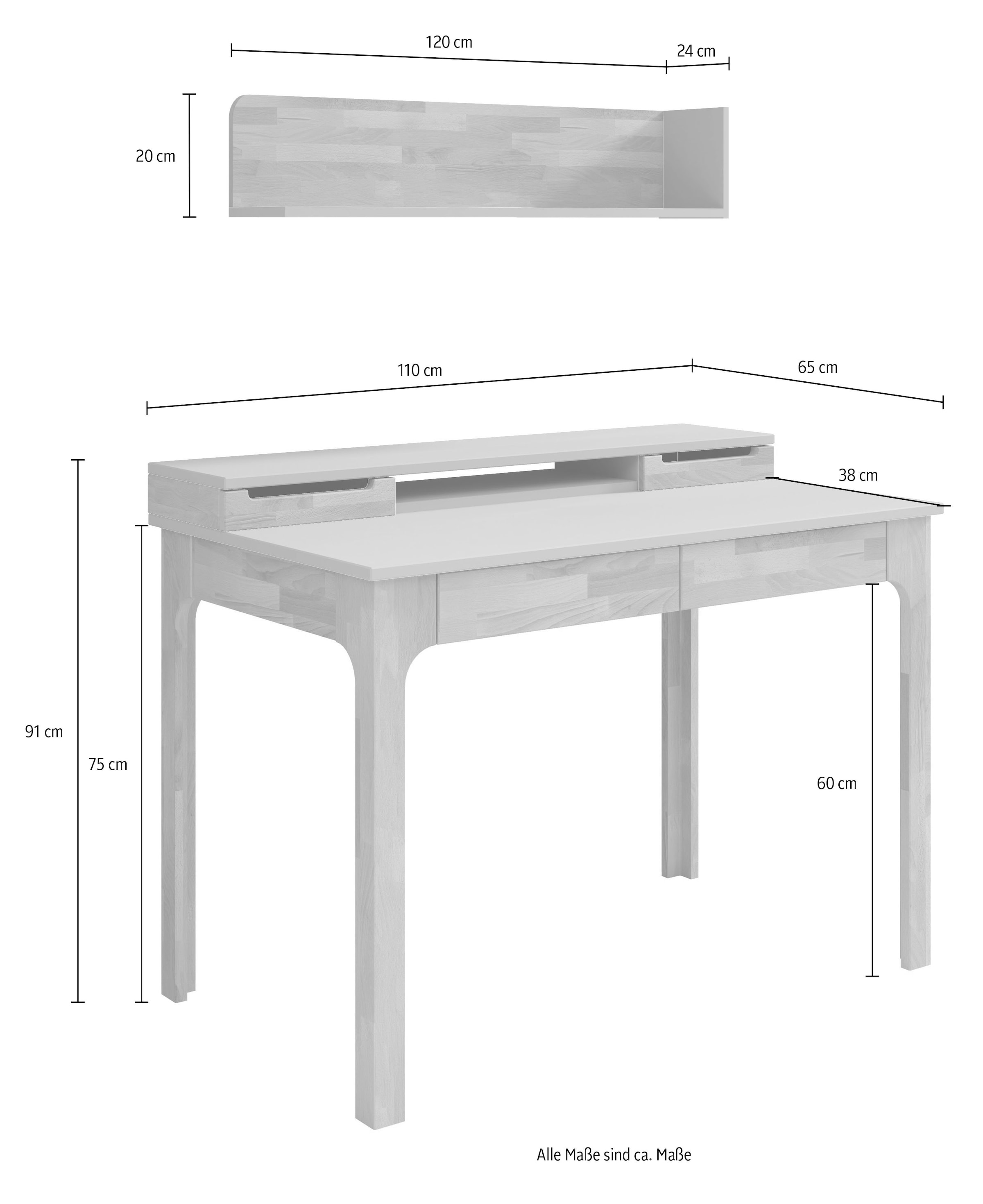 GOODproduct Ensemble de meubles de bureau Set, Set: Sekretär , Aufsatz, Wandregal, 2 cuis tlg. stimmige Farbkombination