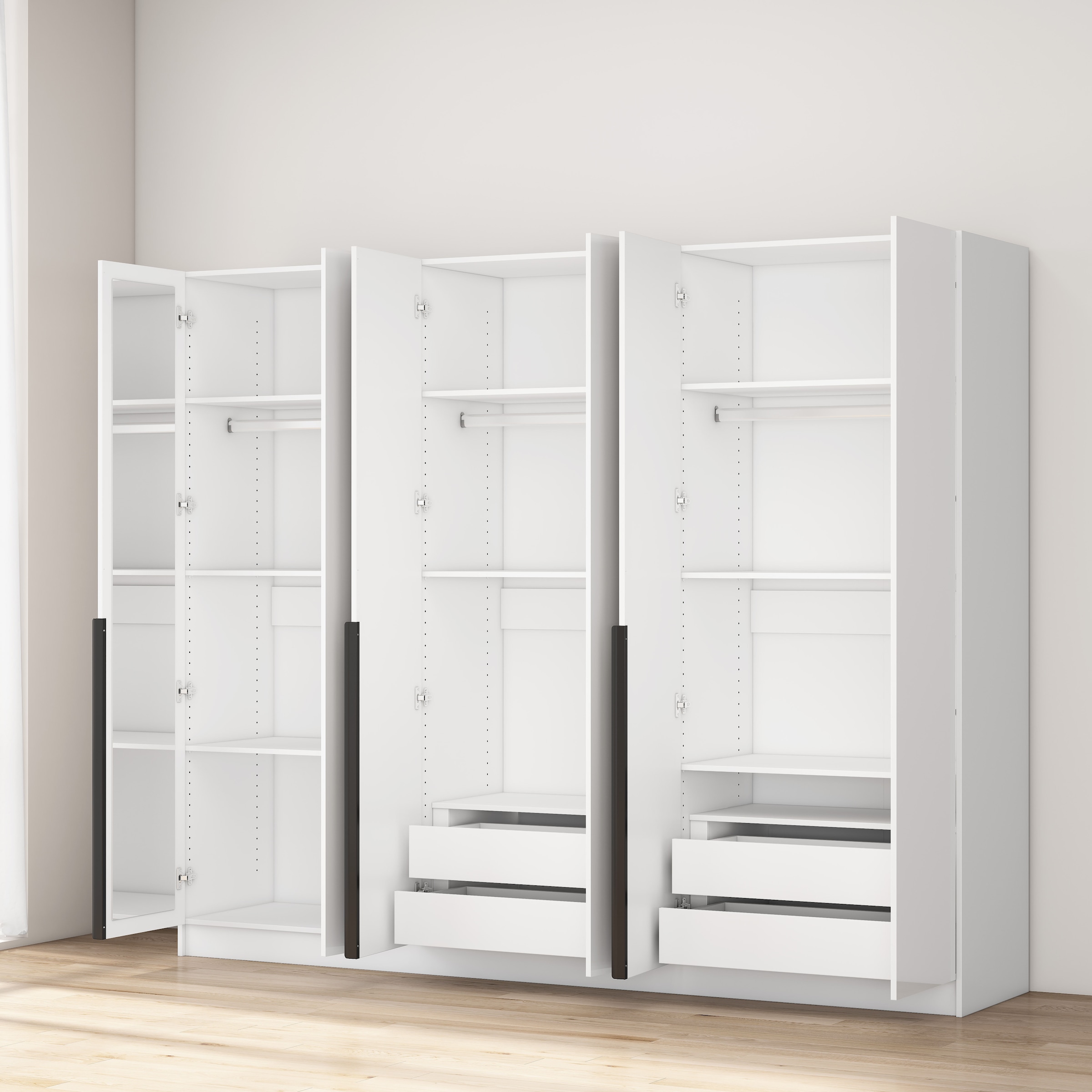 GOODproduct Kleiderschrank »Annor Schlafzimmerschrank Breite 242cm hochglanz Schrank Garderobe« Drehtürenschrank mit perfekter Innenausstattung - elegante Türgriffe