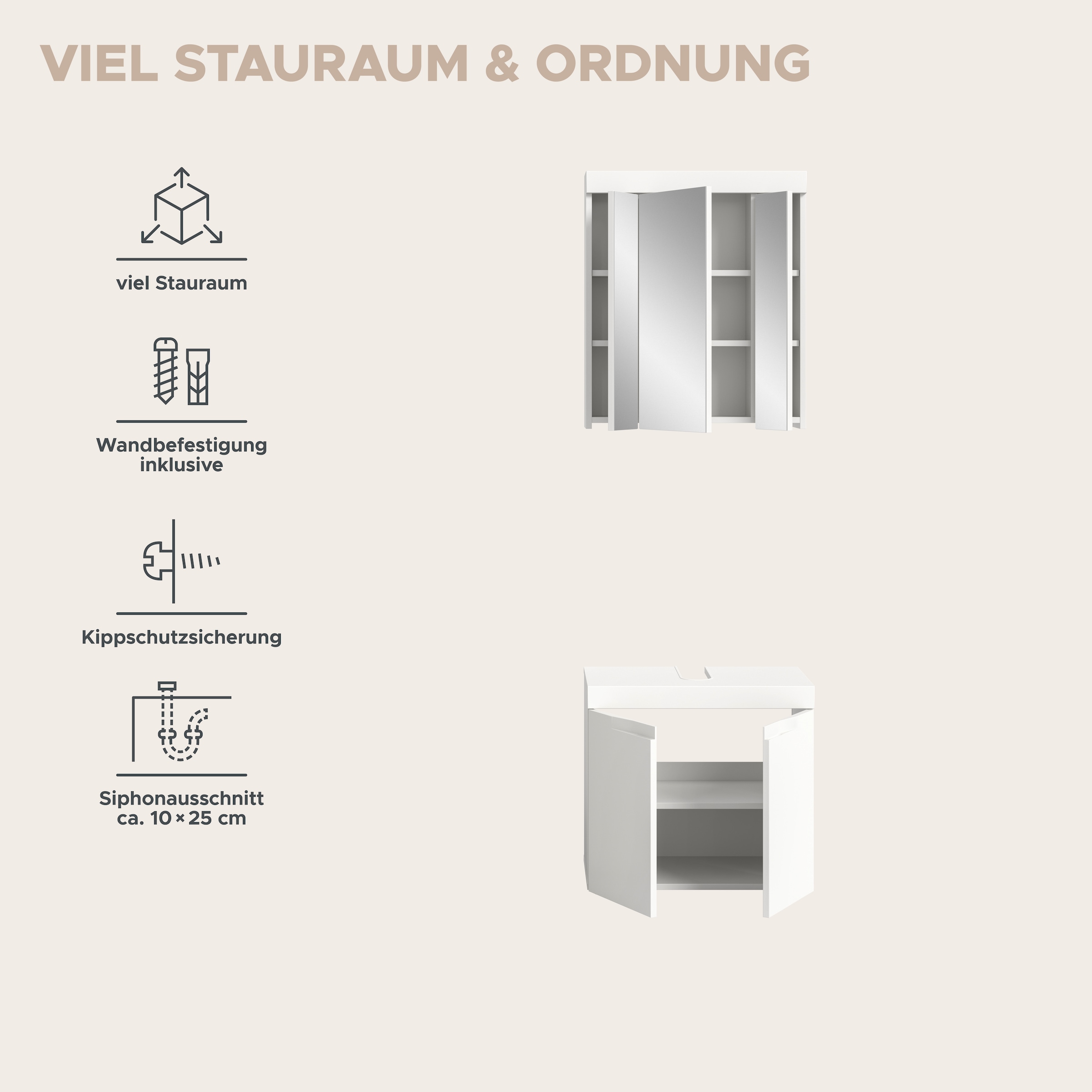 GOODproduct Badmöbel-Set »MAOI, 2-teilige Badkombination, hochwertige MDF Front«