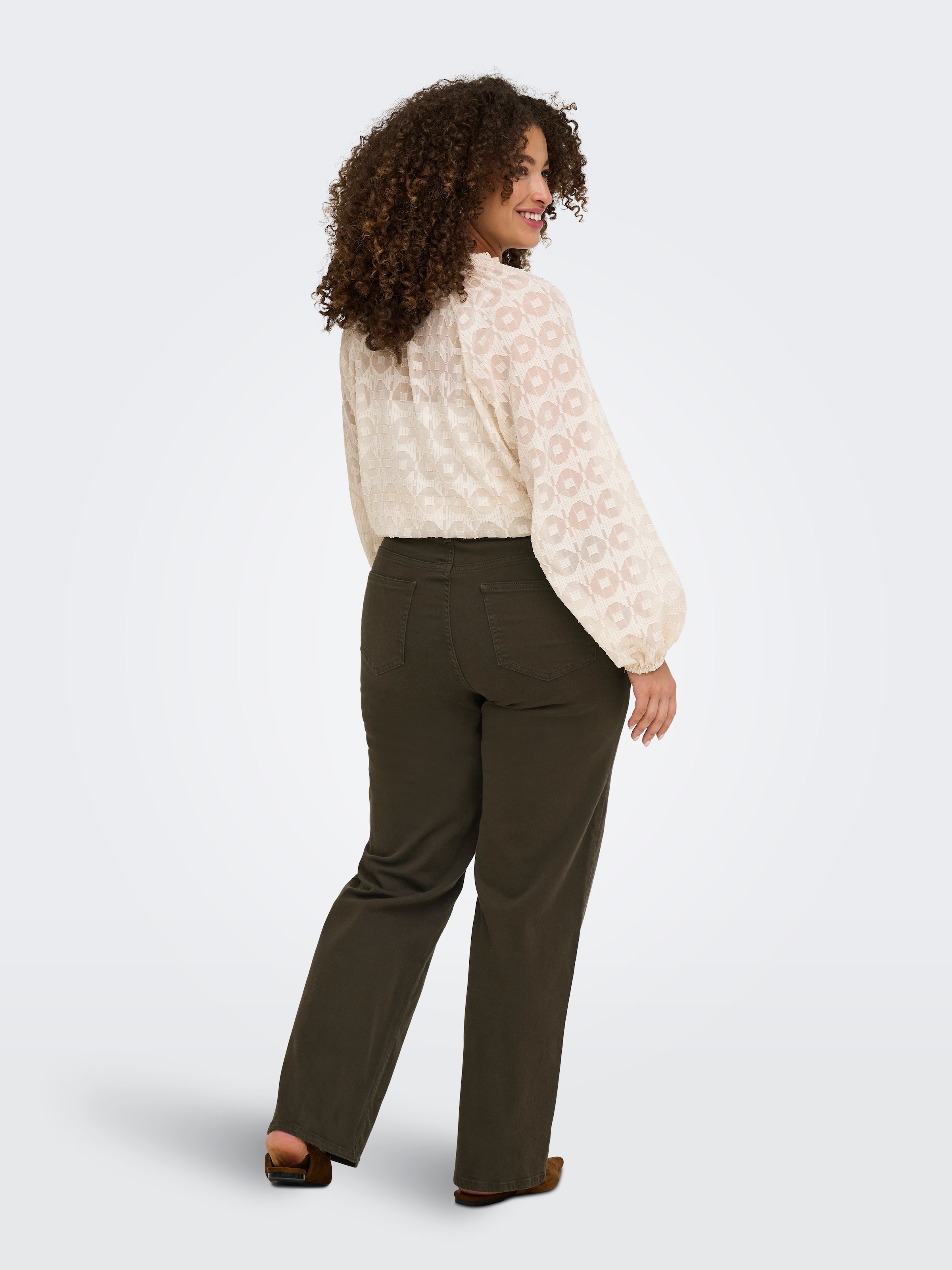 ONLY CARMAKOMA Jeans taille haute »CARWILLY HW WIDE COL CRO11« mélange coton, taille haute